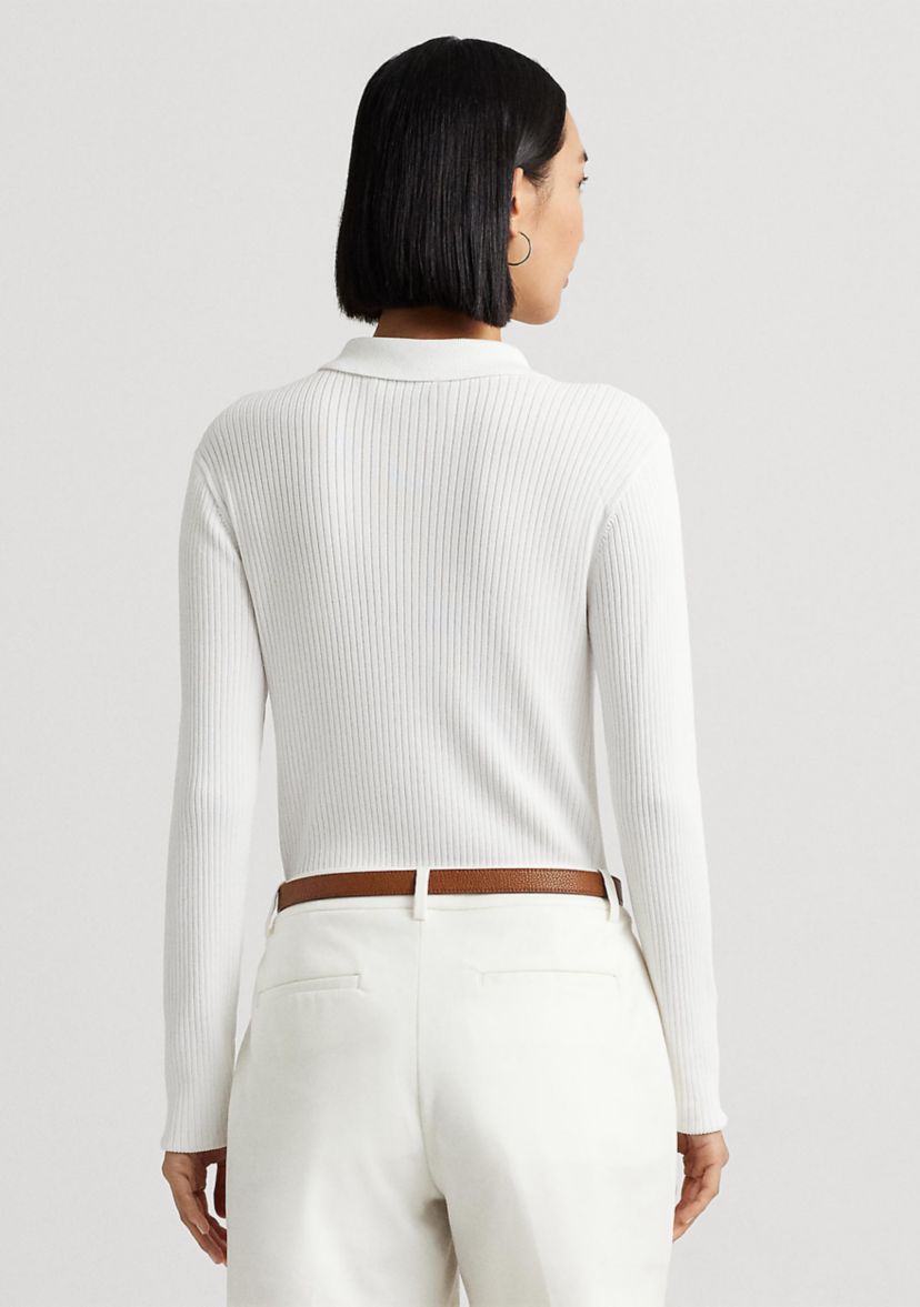 Rib Knit Long Sleeve Polo Cardigan