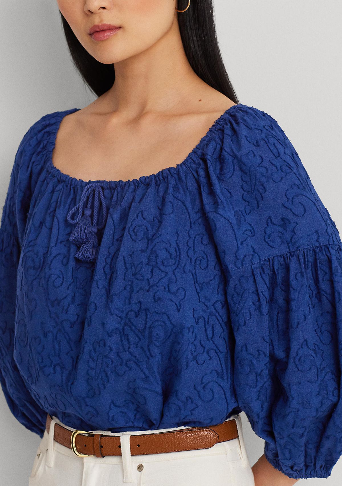 Paisley Cotton Jacquard Blouse