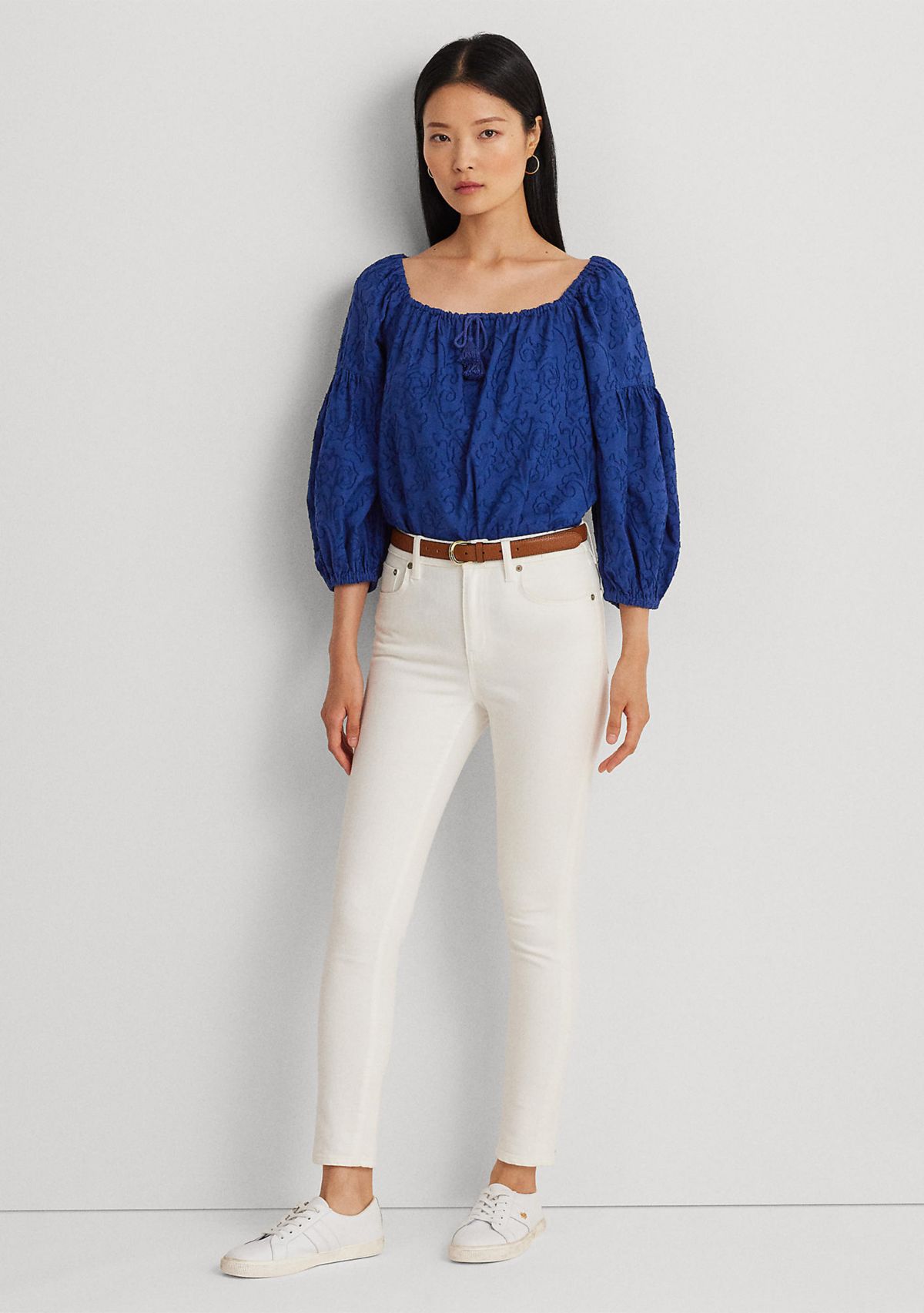 Paisley Cotton Jacquard Blouse