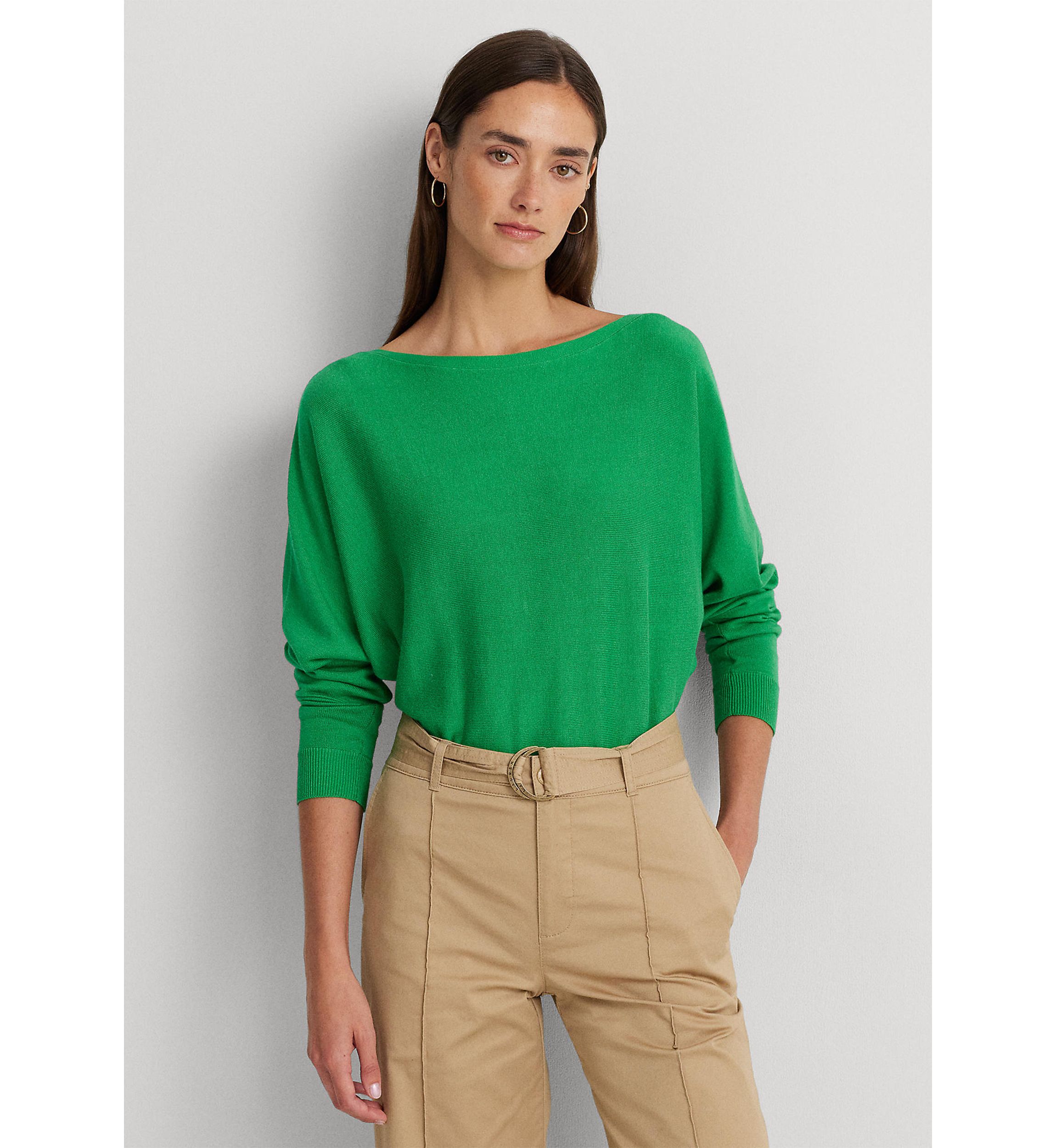 Petite Cotton Blend Dolman Sleeve Sweater