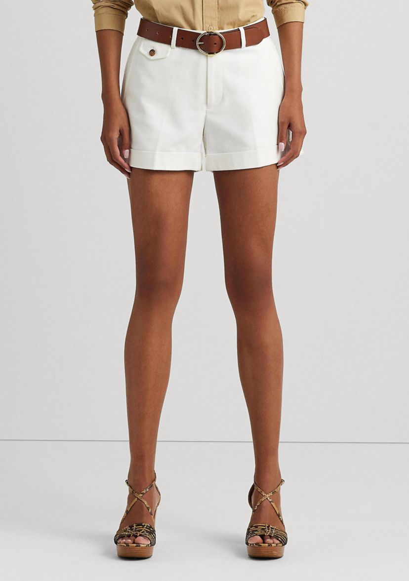 Pleated Double Faced Cotton Shorts
