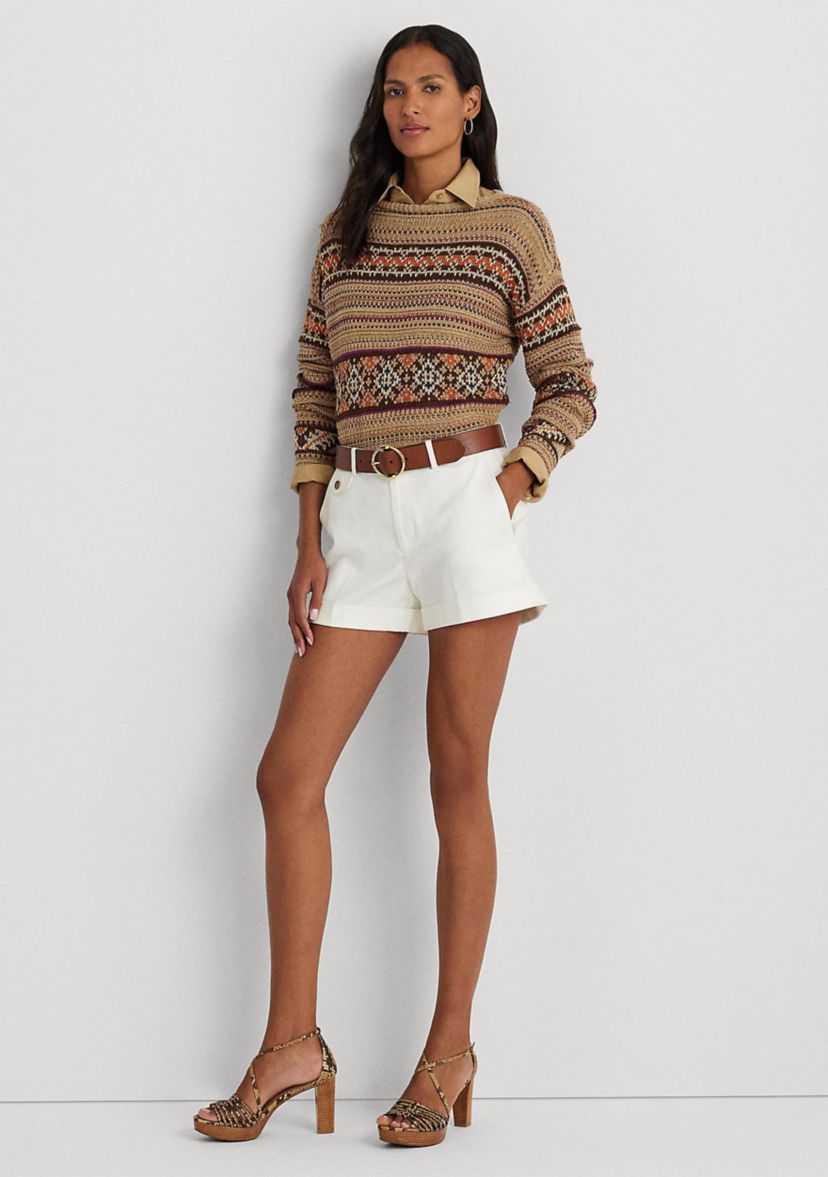 Pleated Double Faced Cotton Shorts