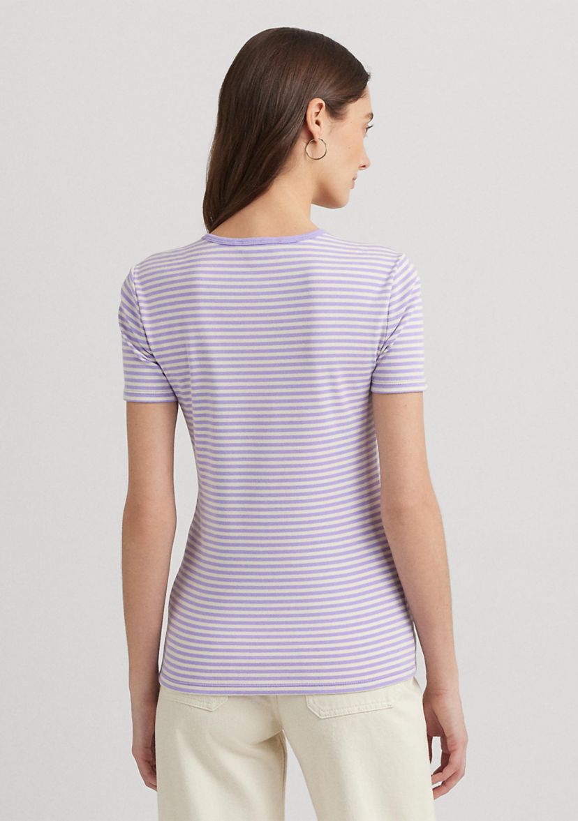 Striped Stretch Cotton Crew Neck T-Shirt