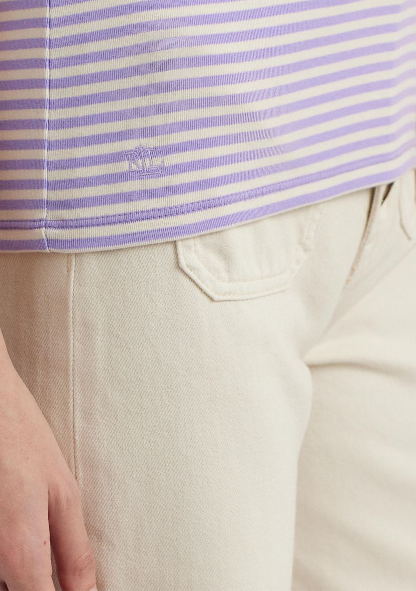 Striped Stretch Cotton Crew Neck T-Shirt