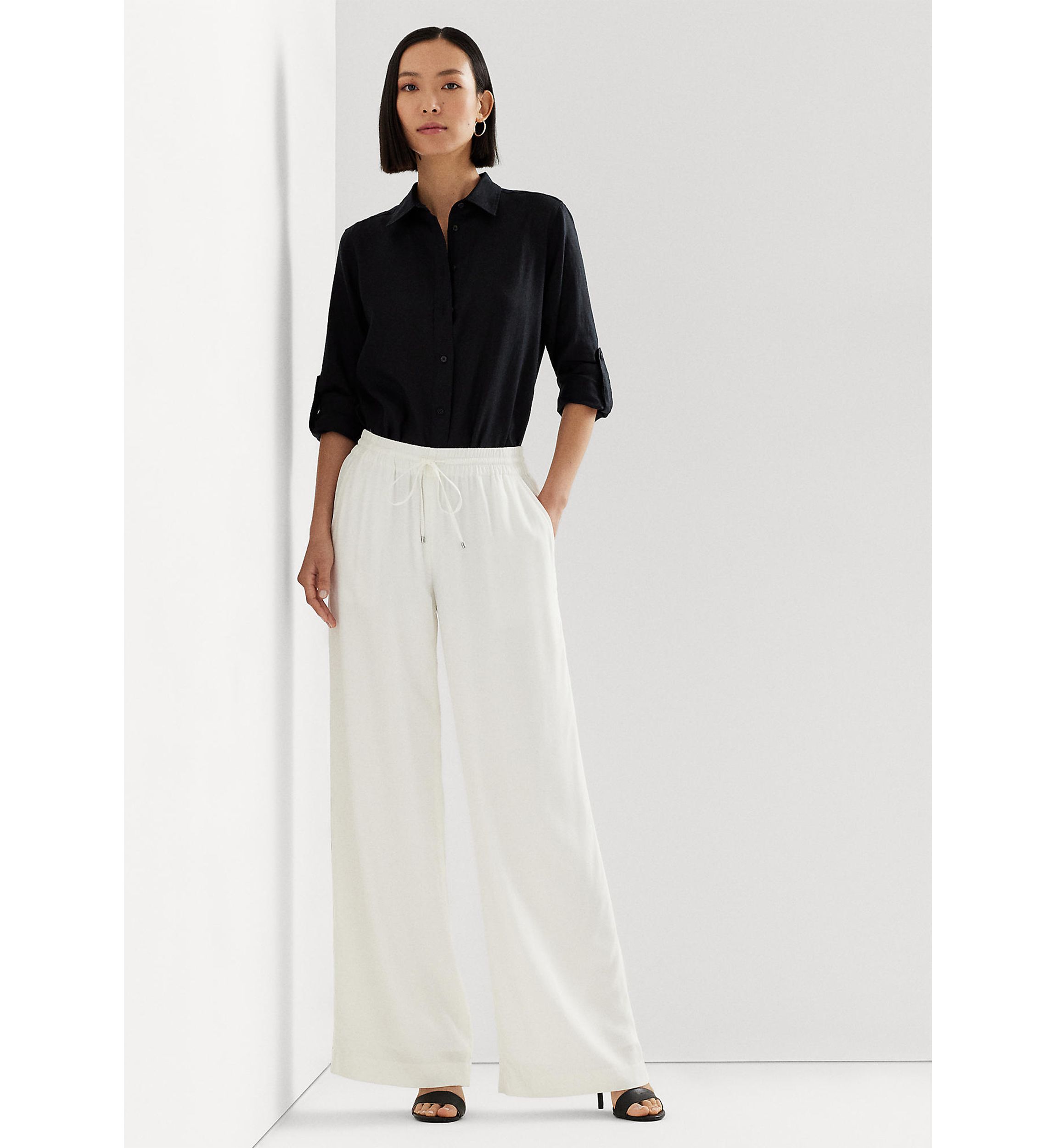 Petite Linen Roll Tab Sleeve Shirt