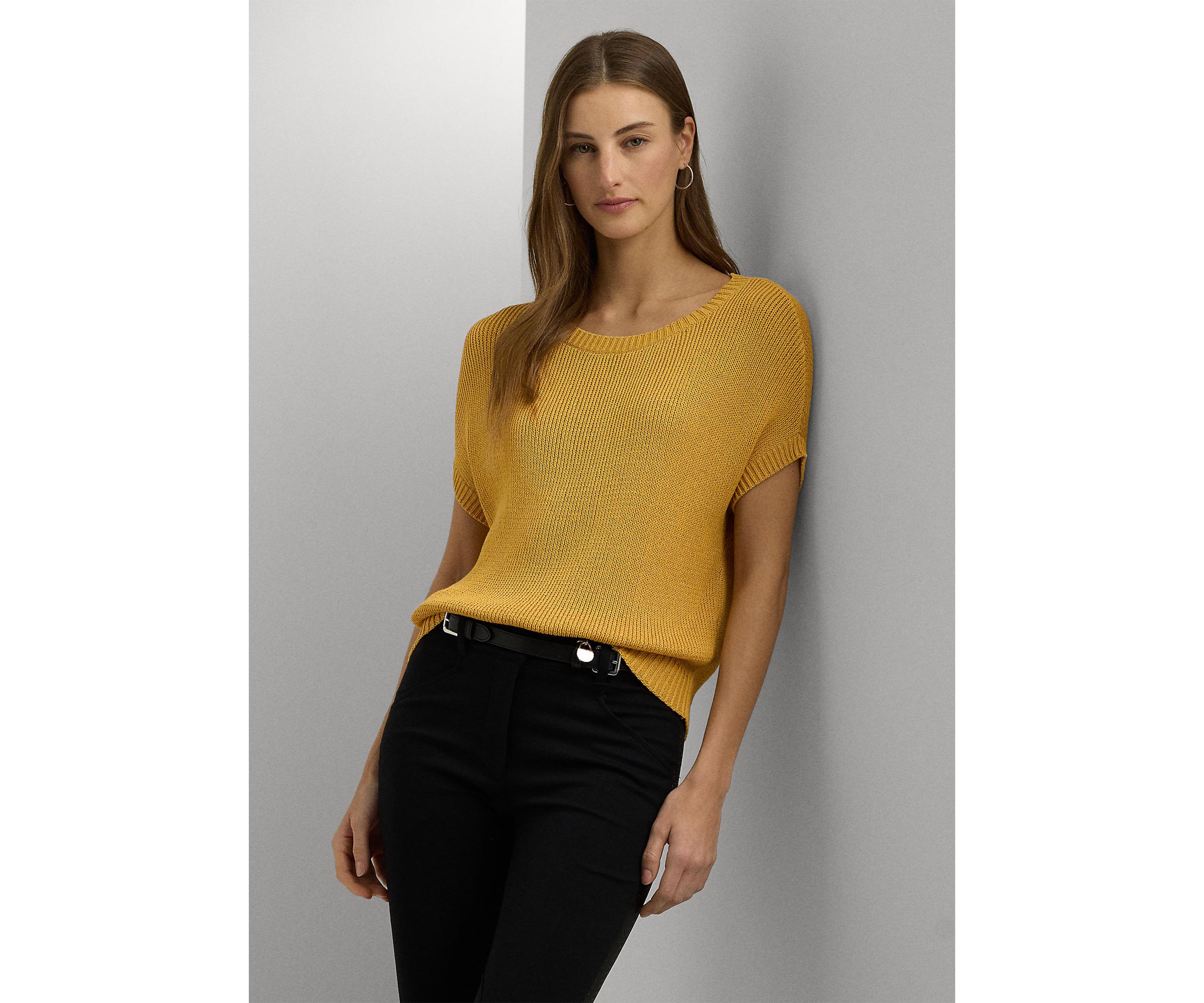 Rib Knit Short Sleeve Sweater