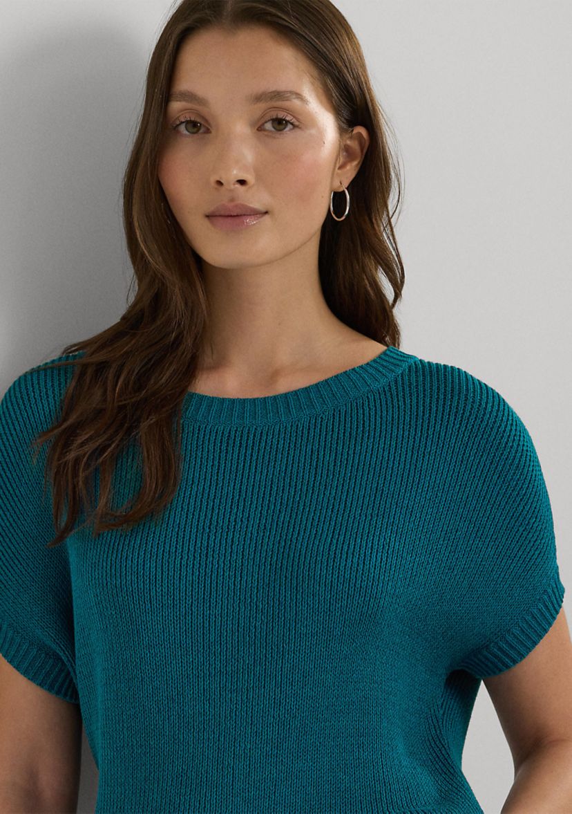 Rib Knit Short Sleeve Sweater