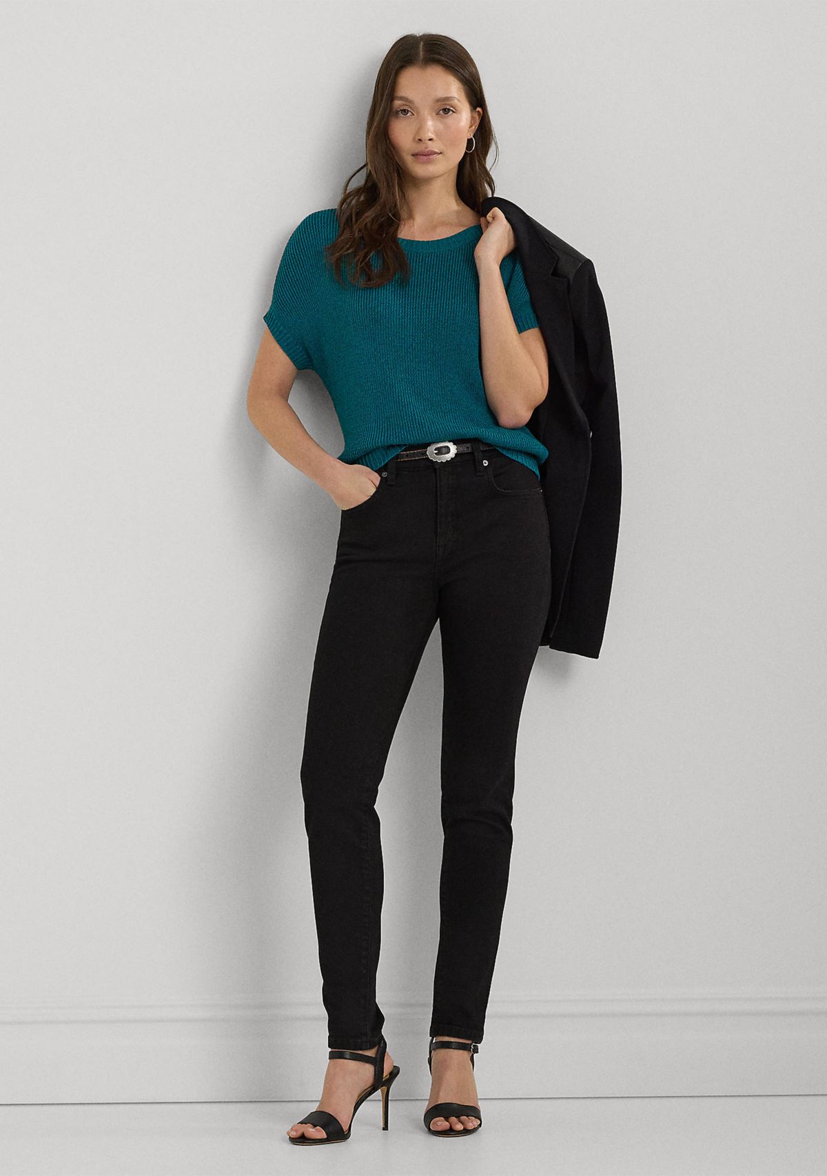 Rib Knit Short Sleeve Sweater