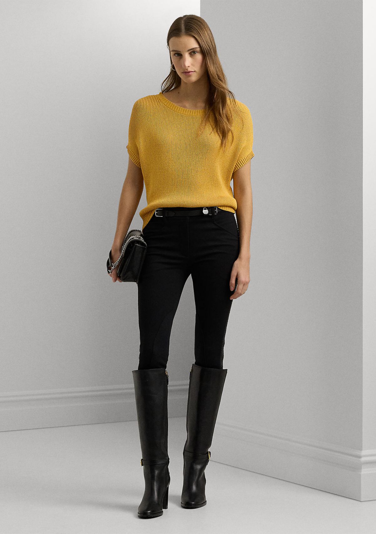 Rib Knit Short Sleeve Sweater