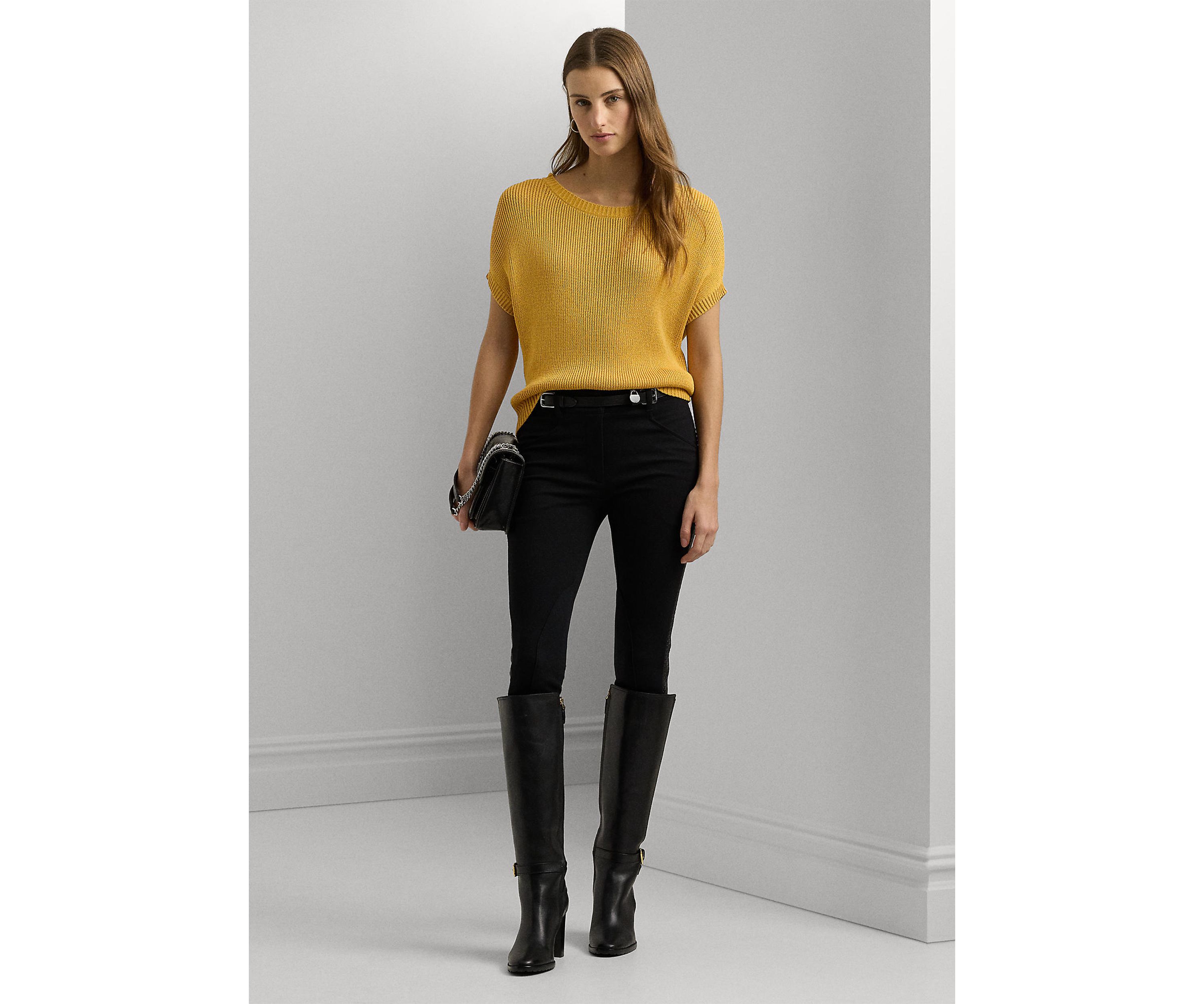 Rib Knit Short Sleeve Sweater