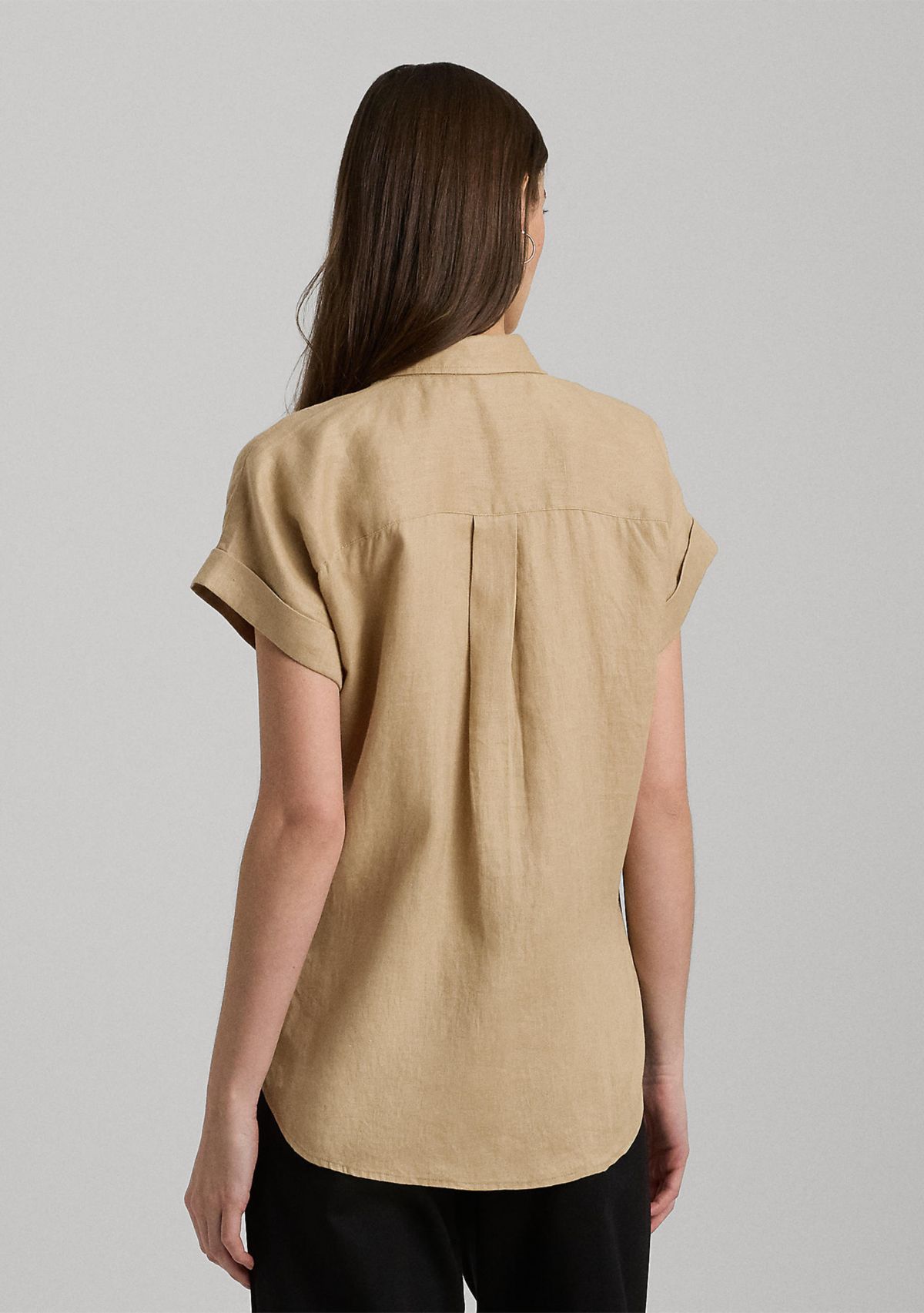 Petite Relaxed Fit Linen Short Sleeve Shirt