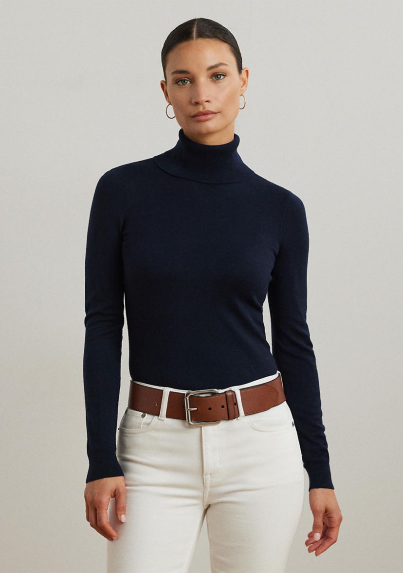 Womens Silk-Blend Turtleneck Sweater