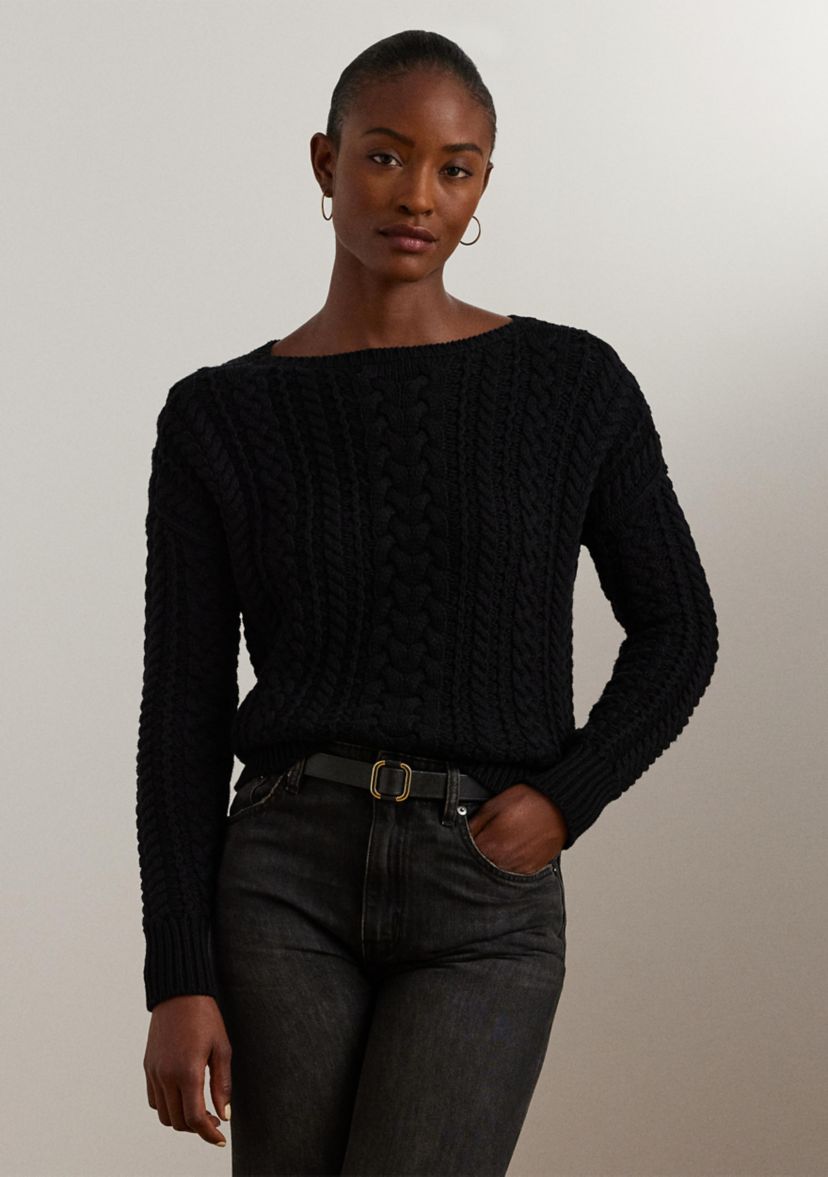 Cable Knit Cotton Blend Sweater