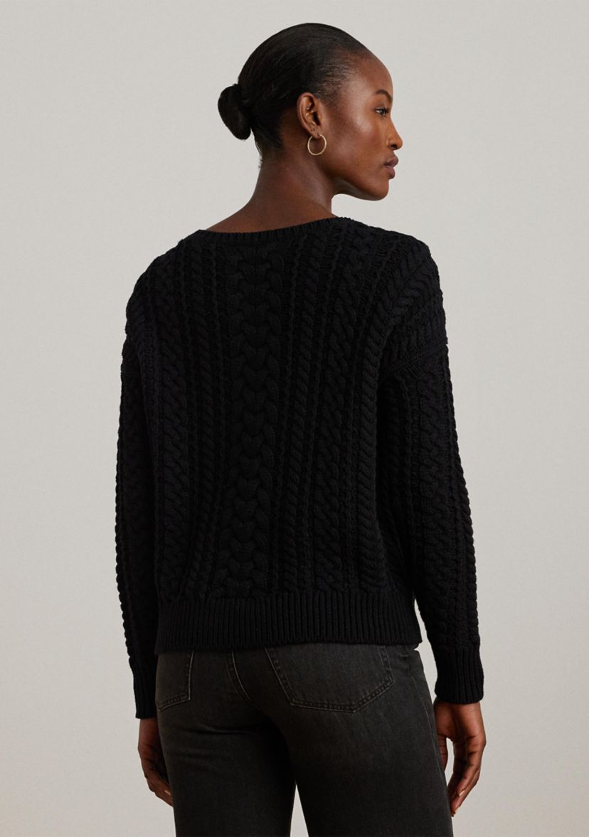 Cable Knit Cotton Blend Sweater