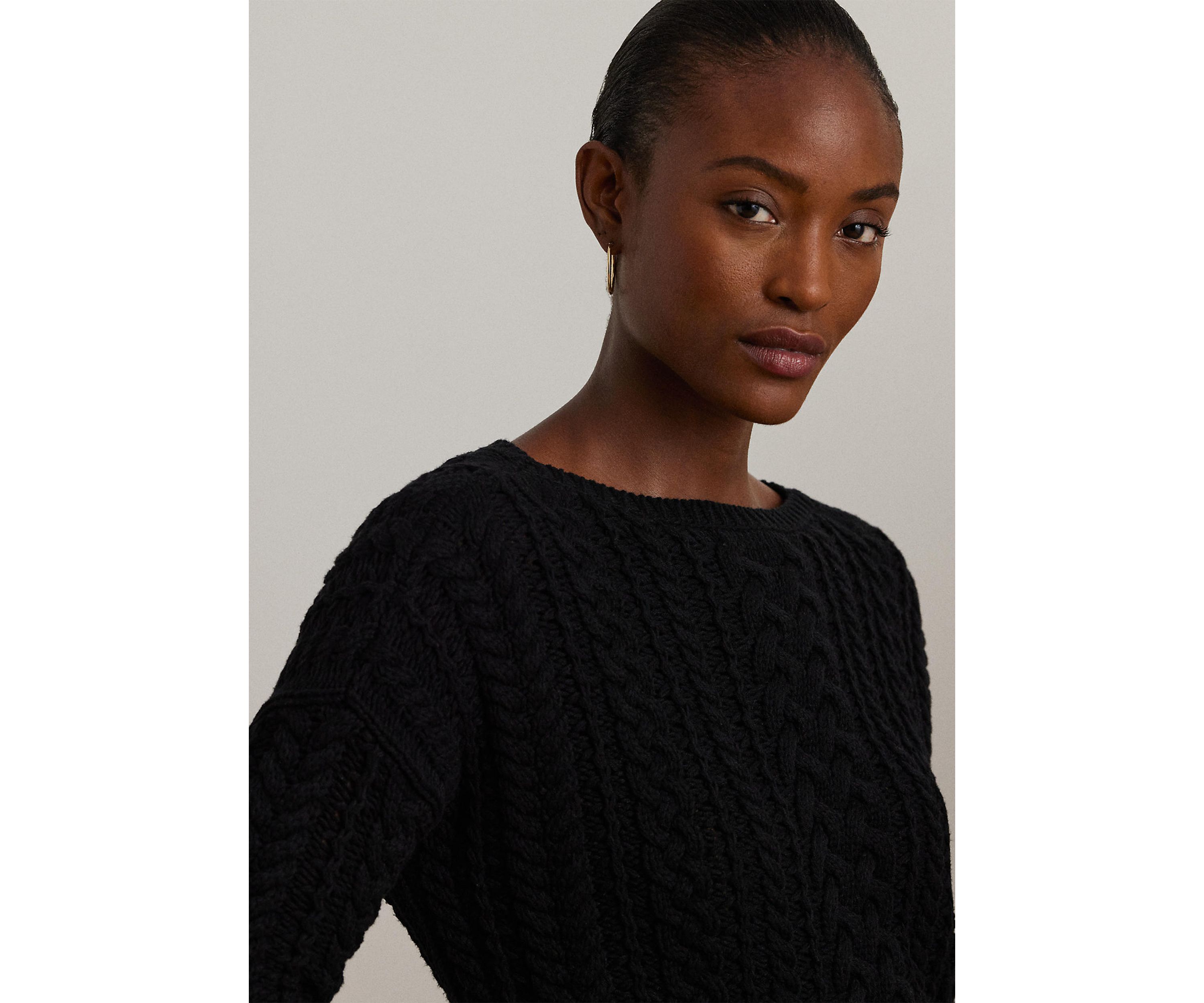 Cable Knit Cotton Blend Sweater