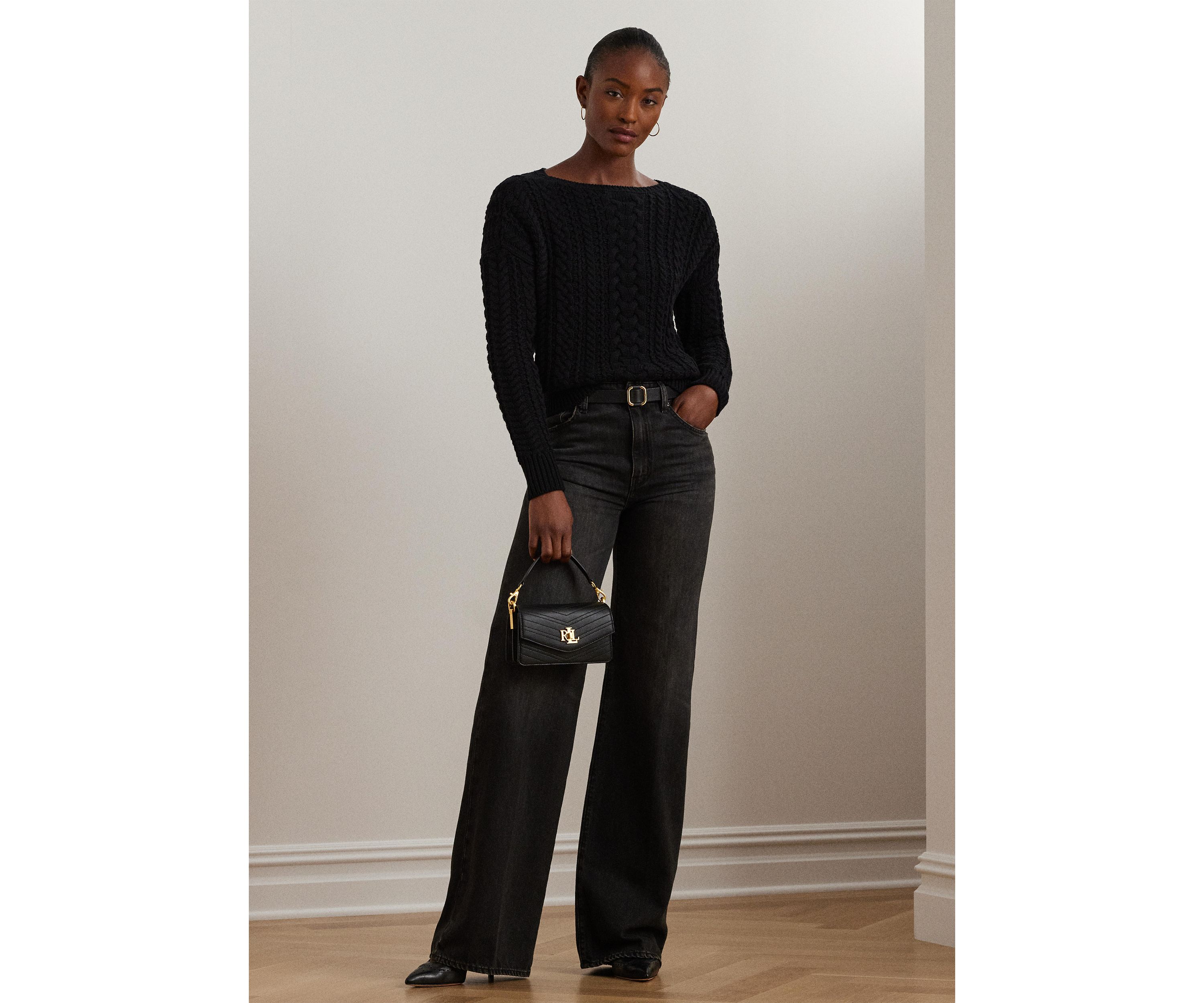 Cable Knit Cotton Blend Sweater