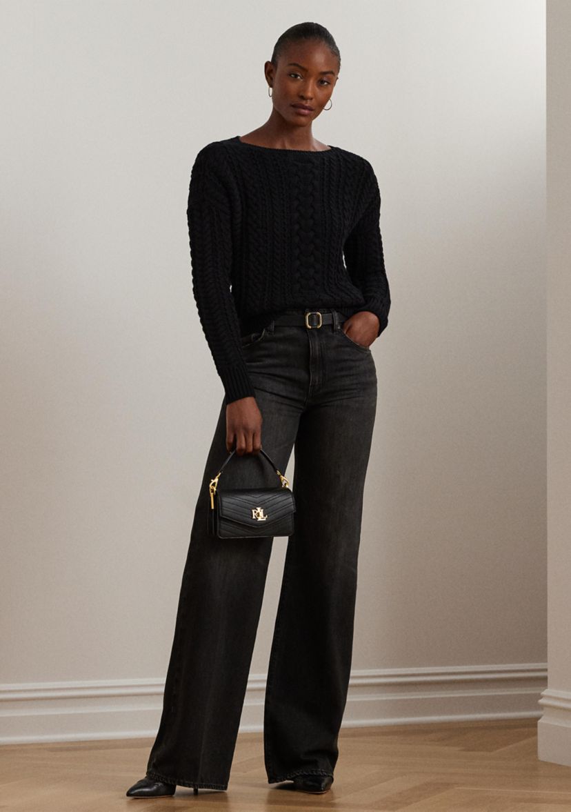 Cable Knit Cotton Blend Sweater