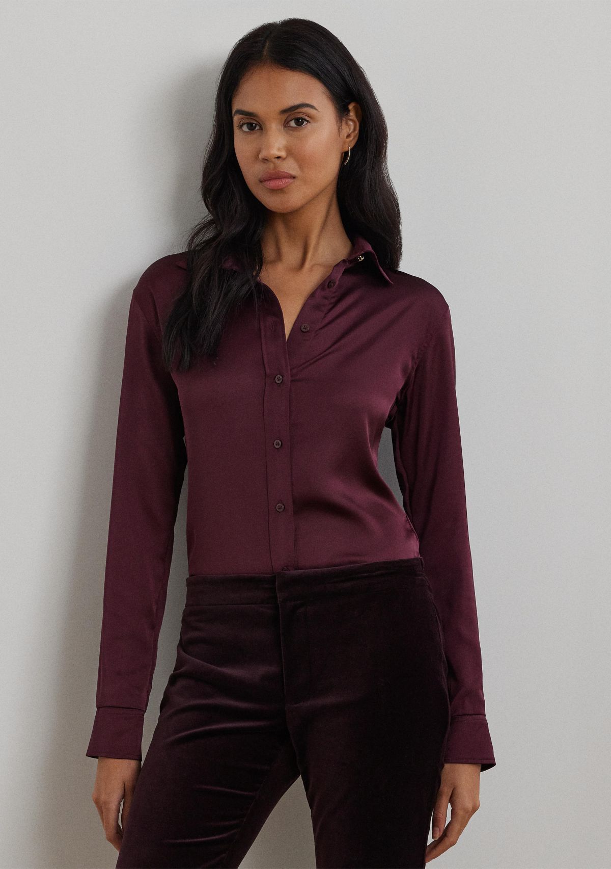 Classic Fit Satin Charmeuse Shirt