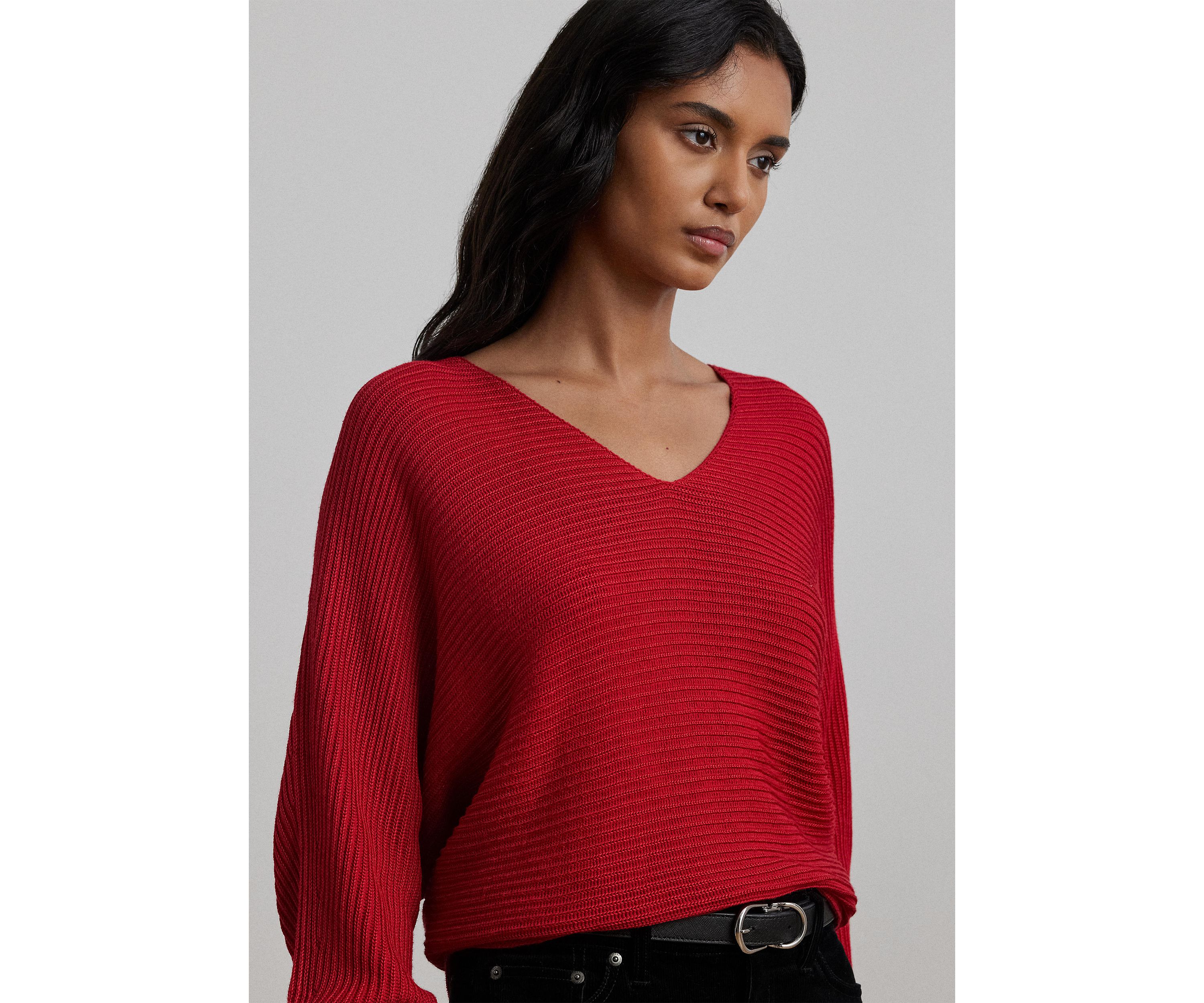 Rib Knit Dolman Sleeve Sweater