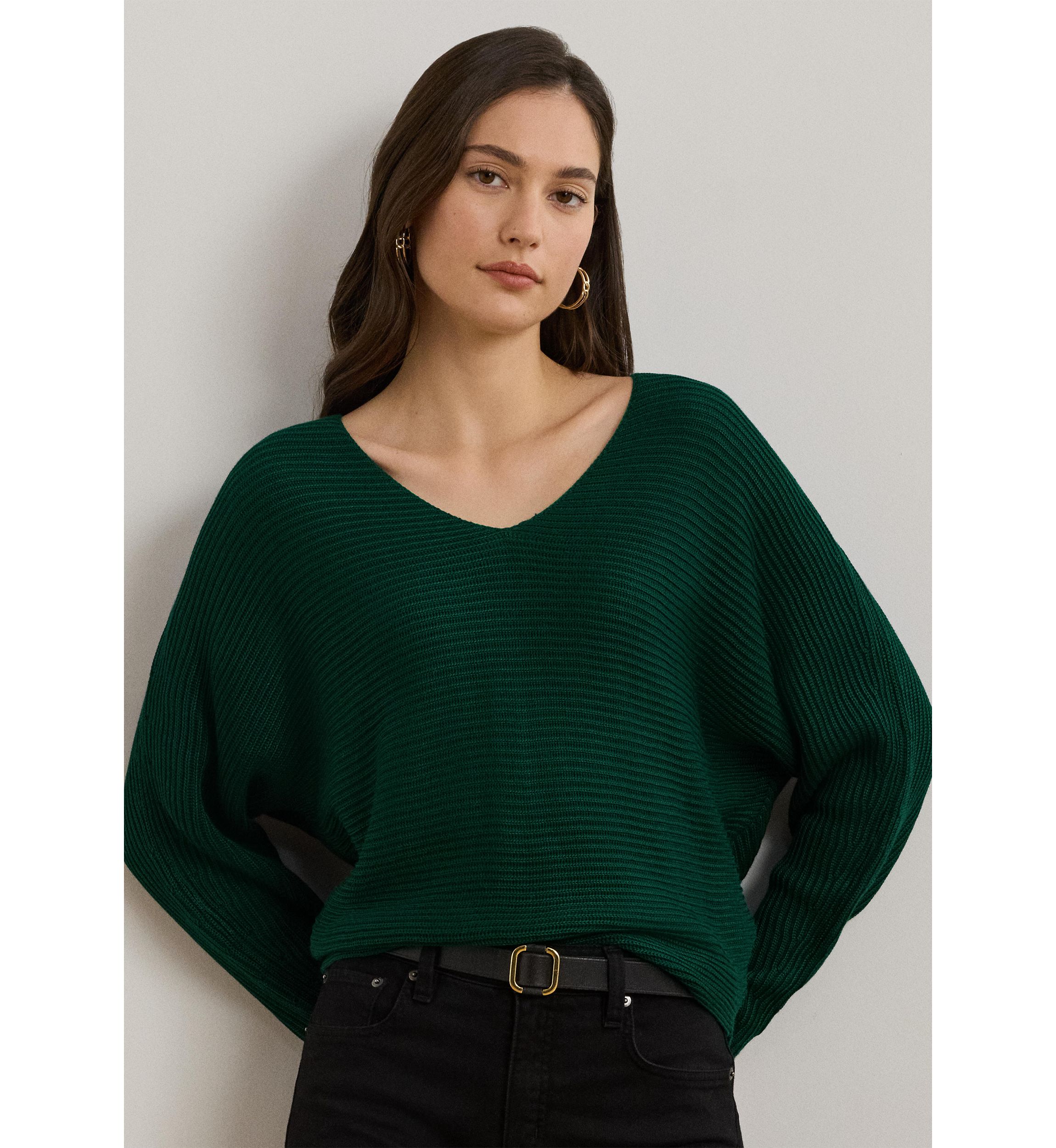 Rib Knit Dolman Sleeve Sweater