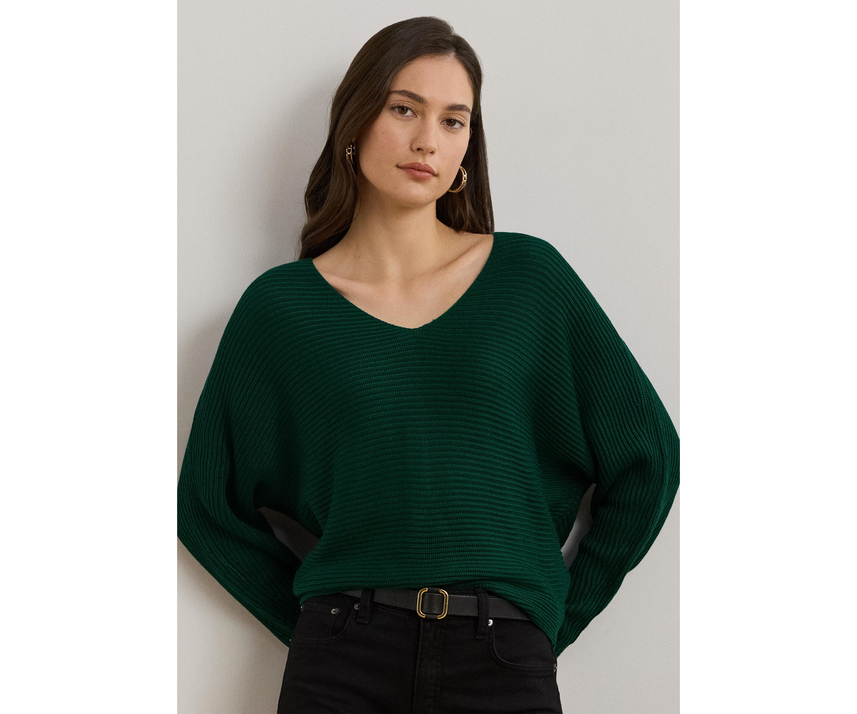Rib Knit Dolman Sleeve Sweater