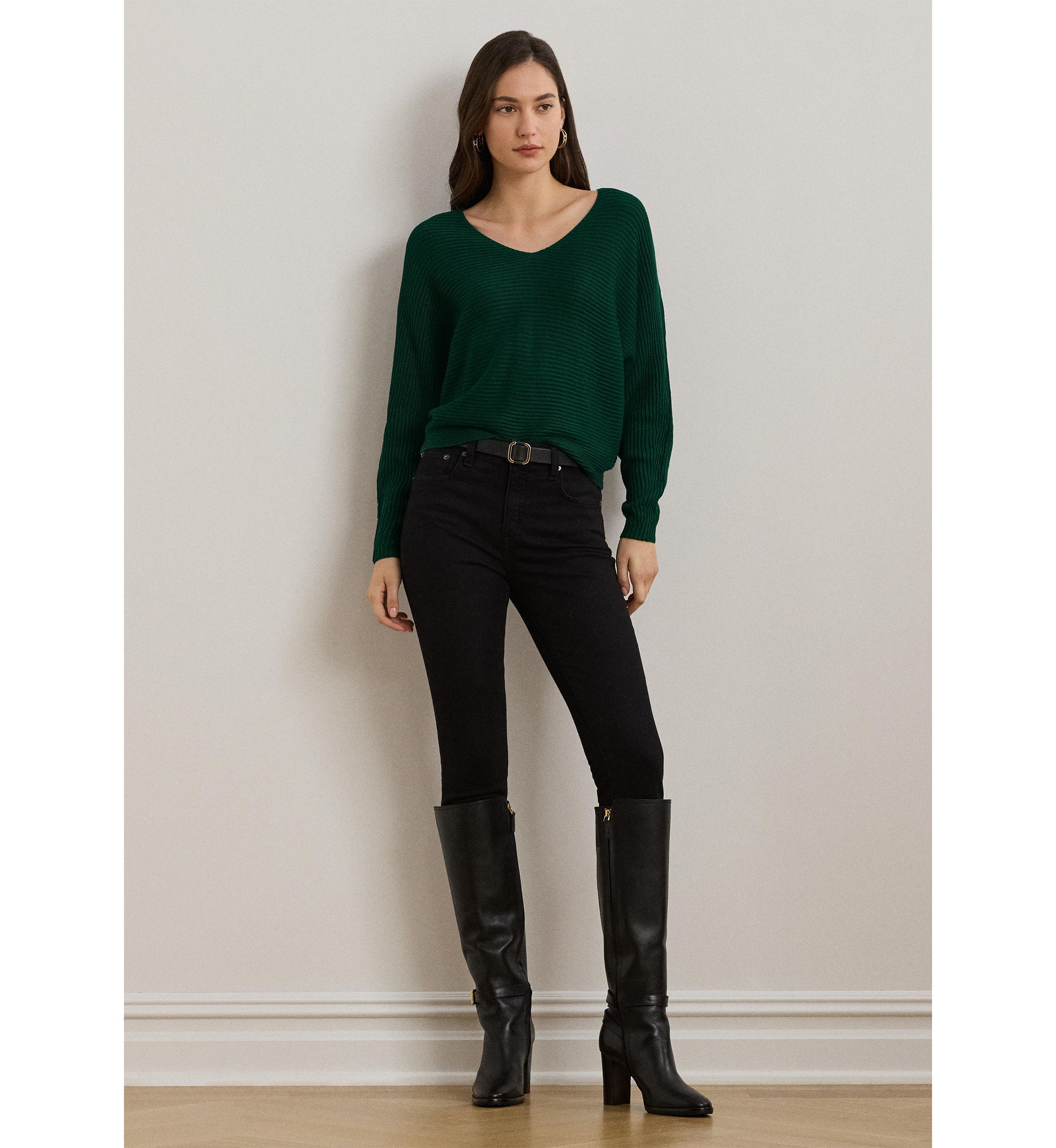 Rib Knit Dolman Sleeve Sweater