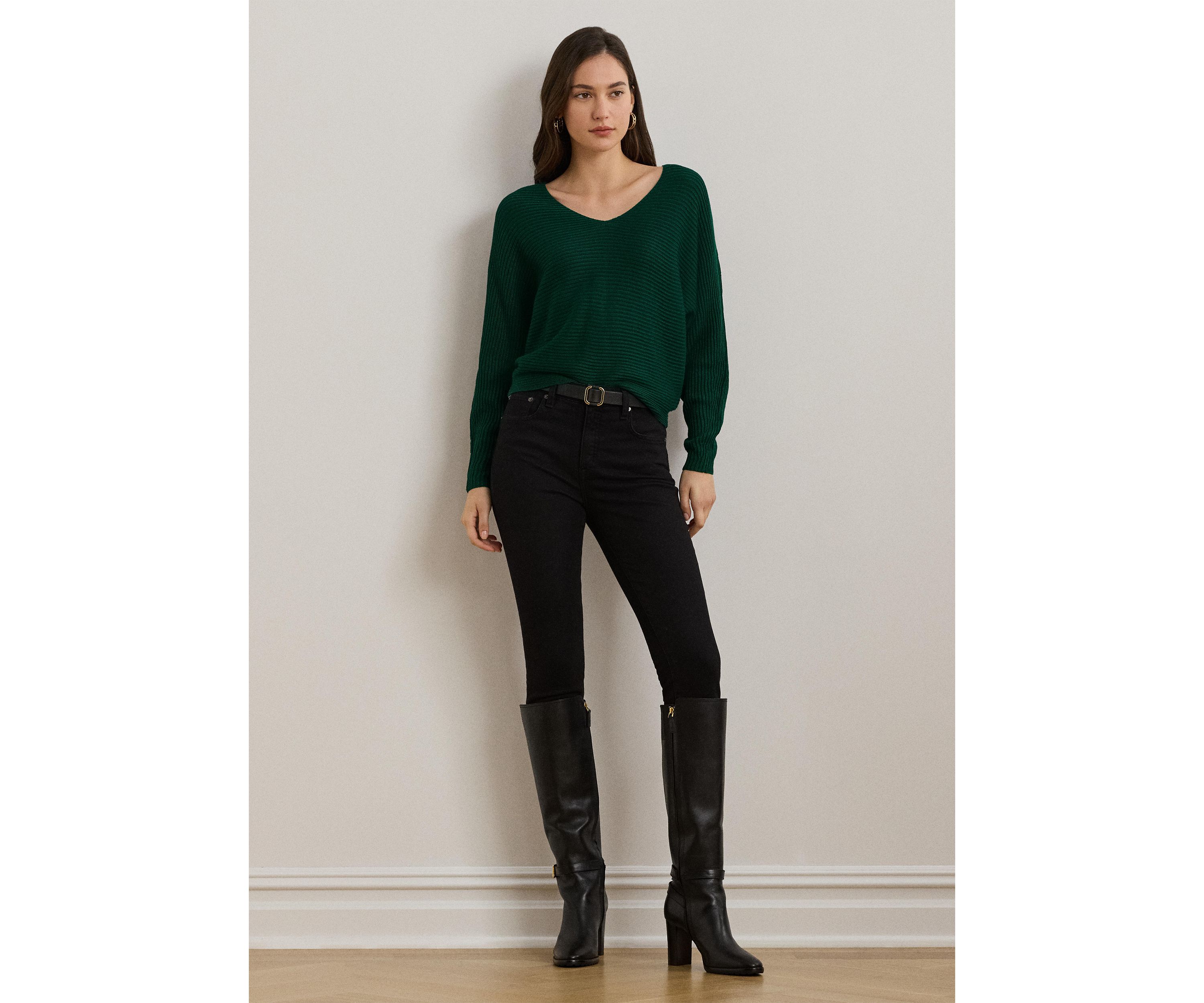 Rib Knit Dolman Sleeve Sweater