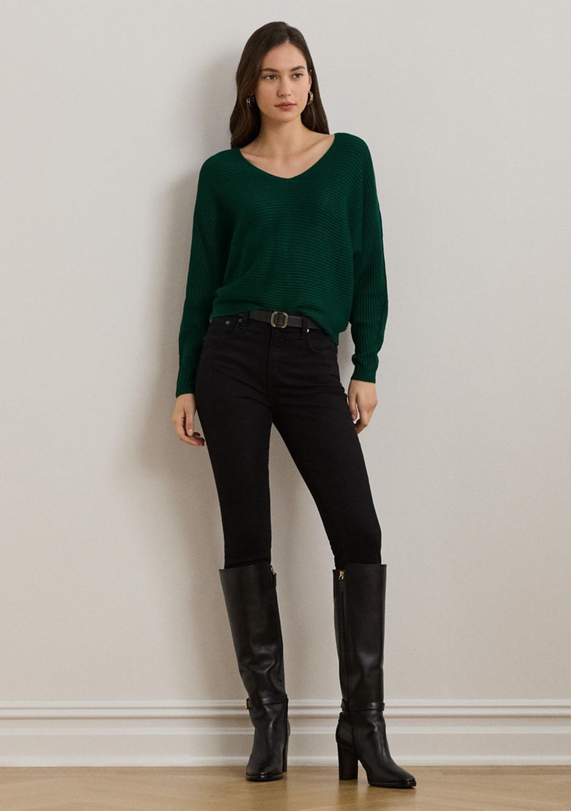 Rib Knit Dolman Sleeve Sweater