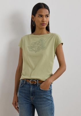 Lauren Ralph Lauren Women's Embroidered Jersey T-Shirt, Green, Small