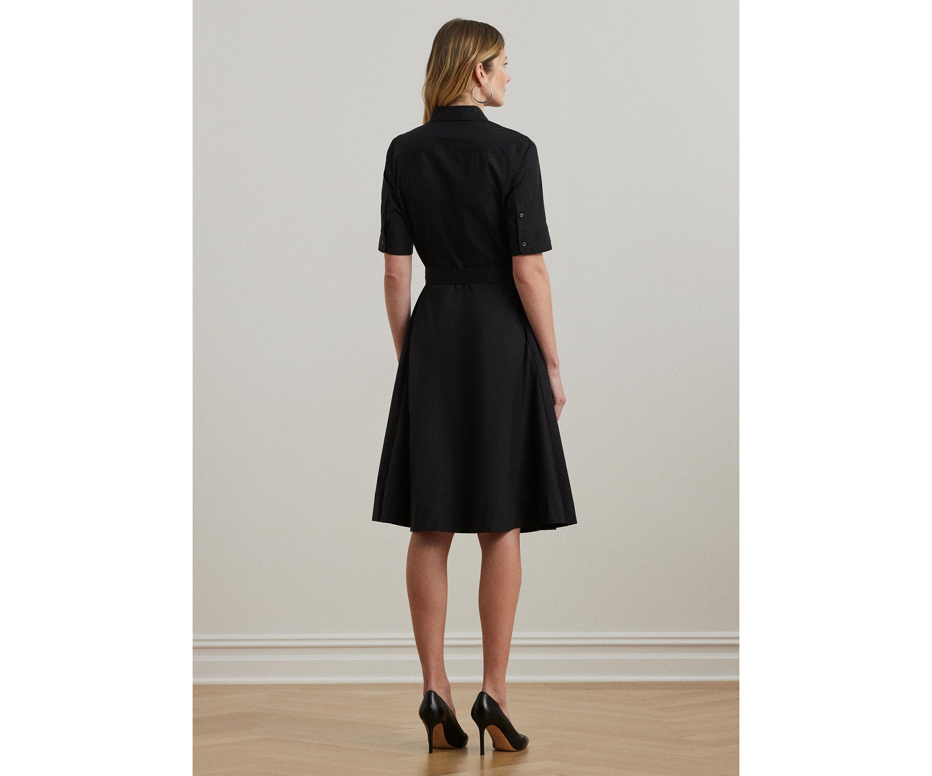 Petite Belted Cotton Blend Shirtdress