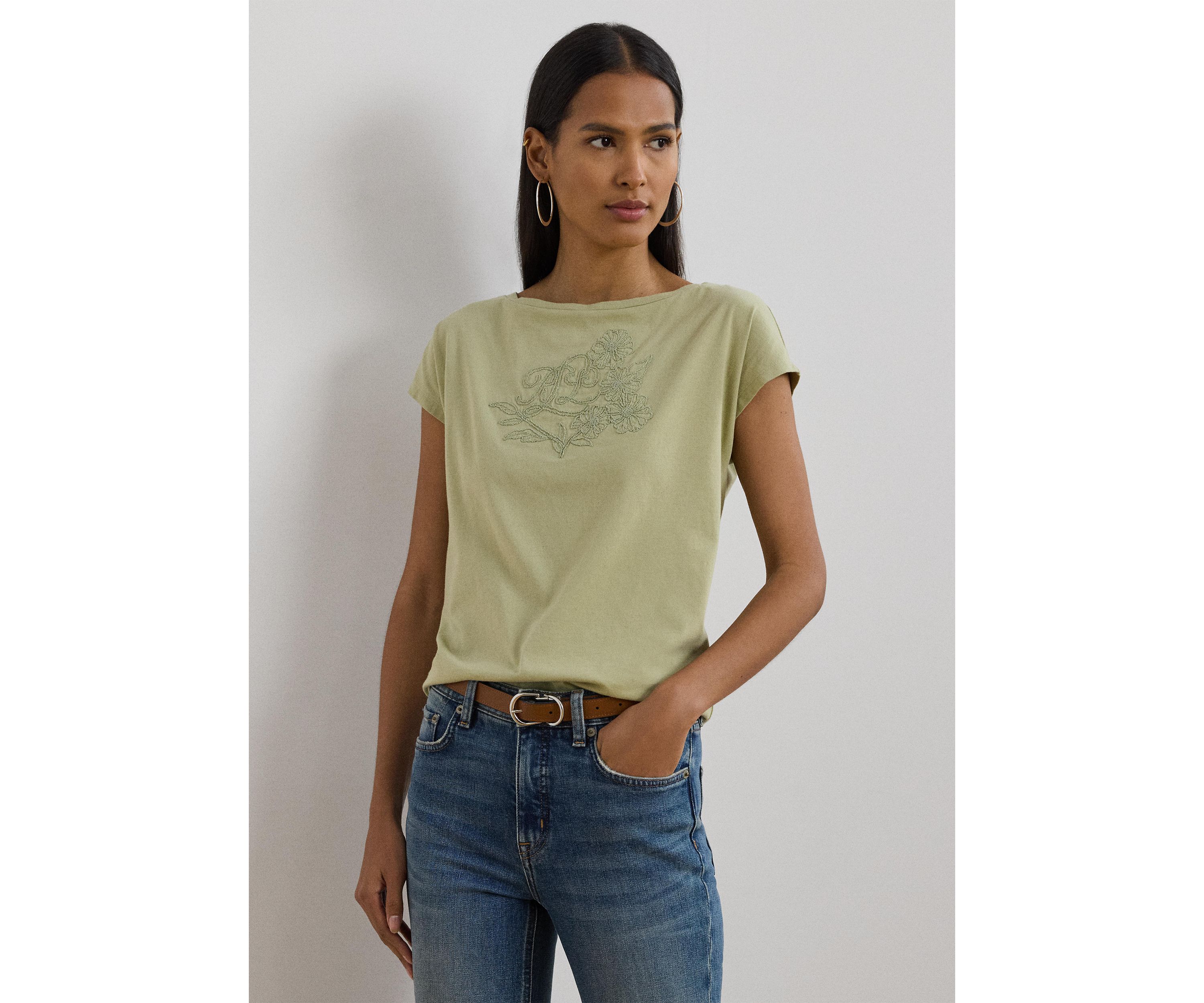 Petite Embroidered Jersey T-Shirt