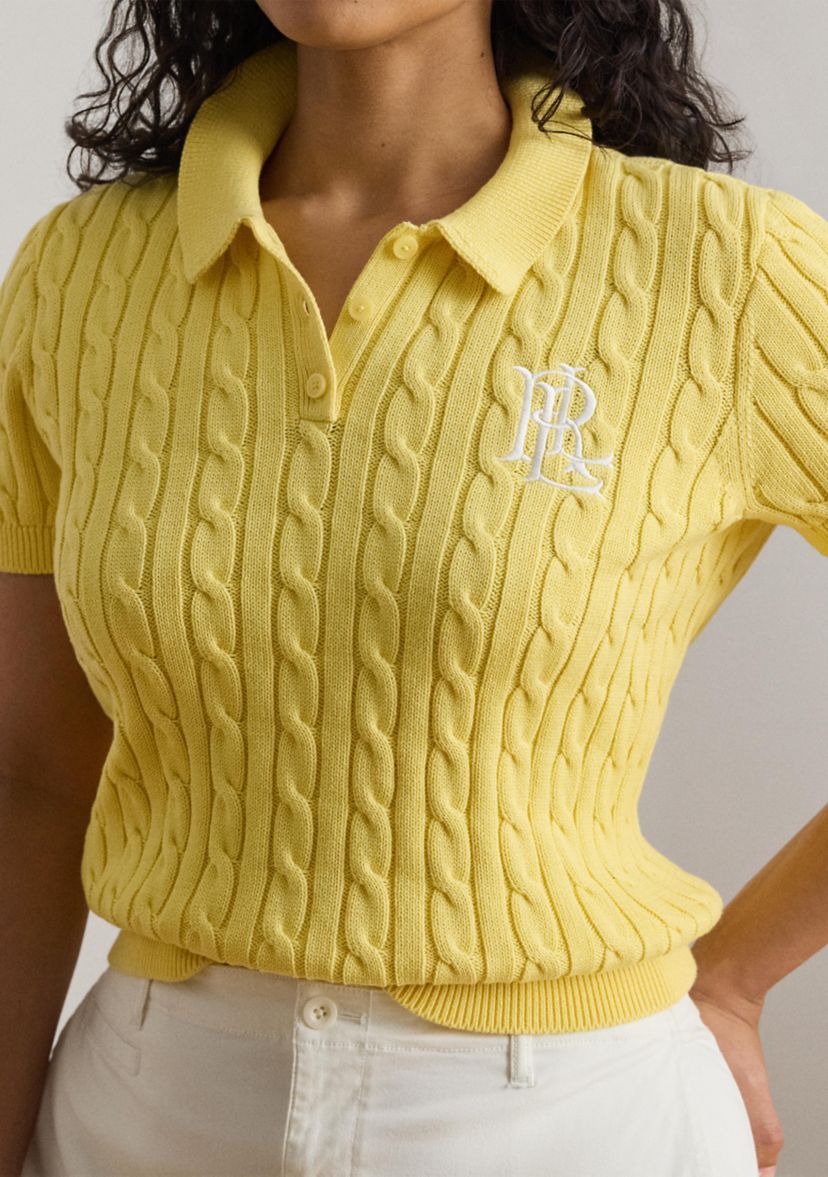 Lauren Ralph Lauren Plus Size Cable Knit Cotton Polo Sweater | Belk