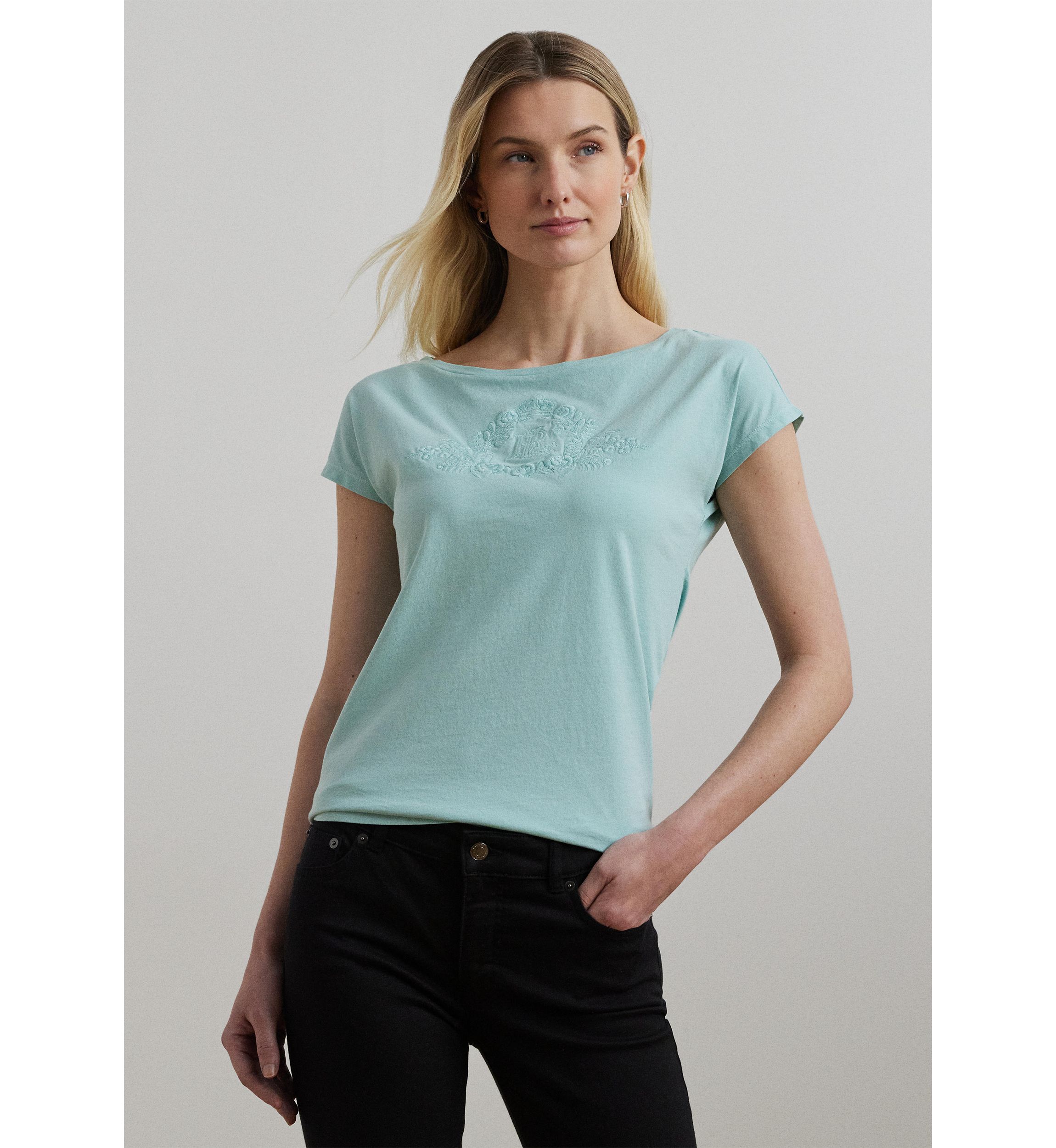 Beaded Logo Cotton Jersey T-Shirt