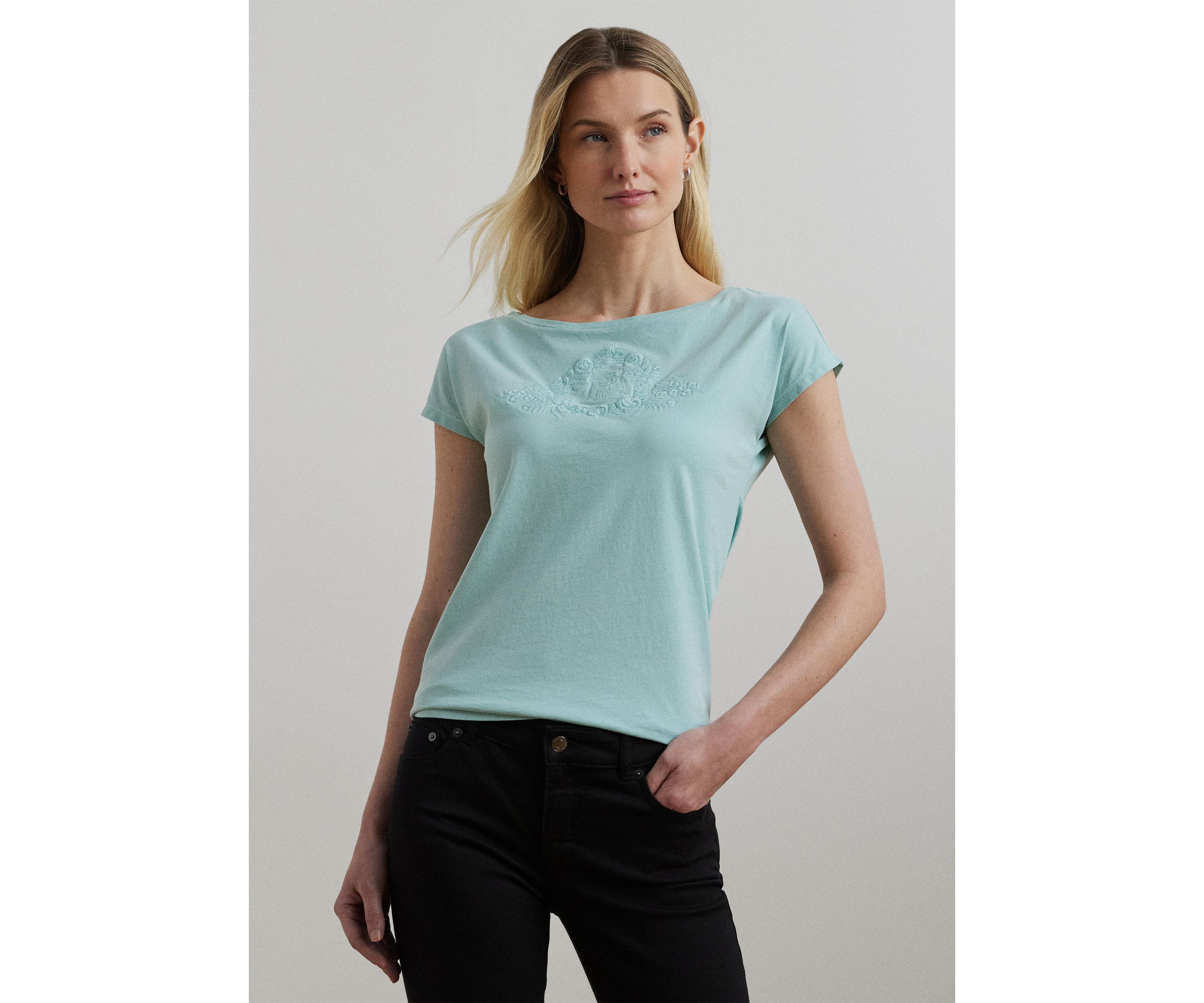 Beaded Logo Cotton Jersey T-Shirt