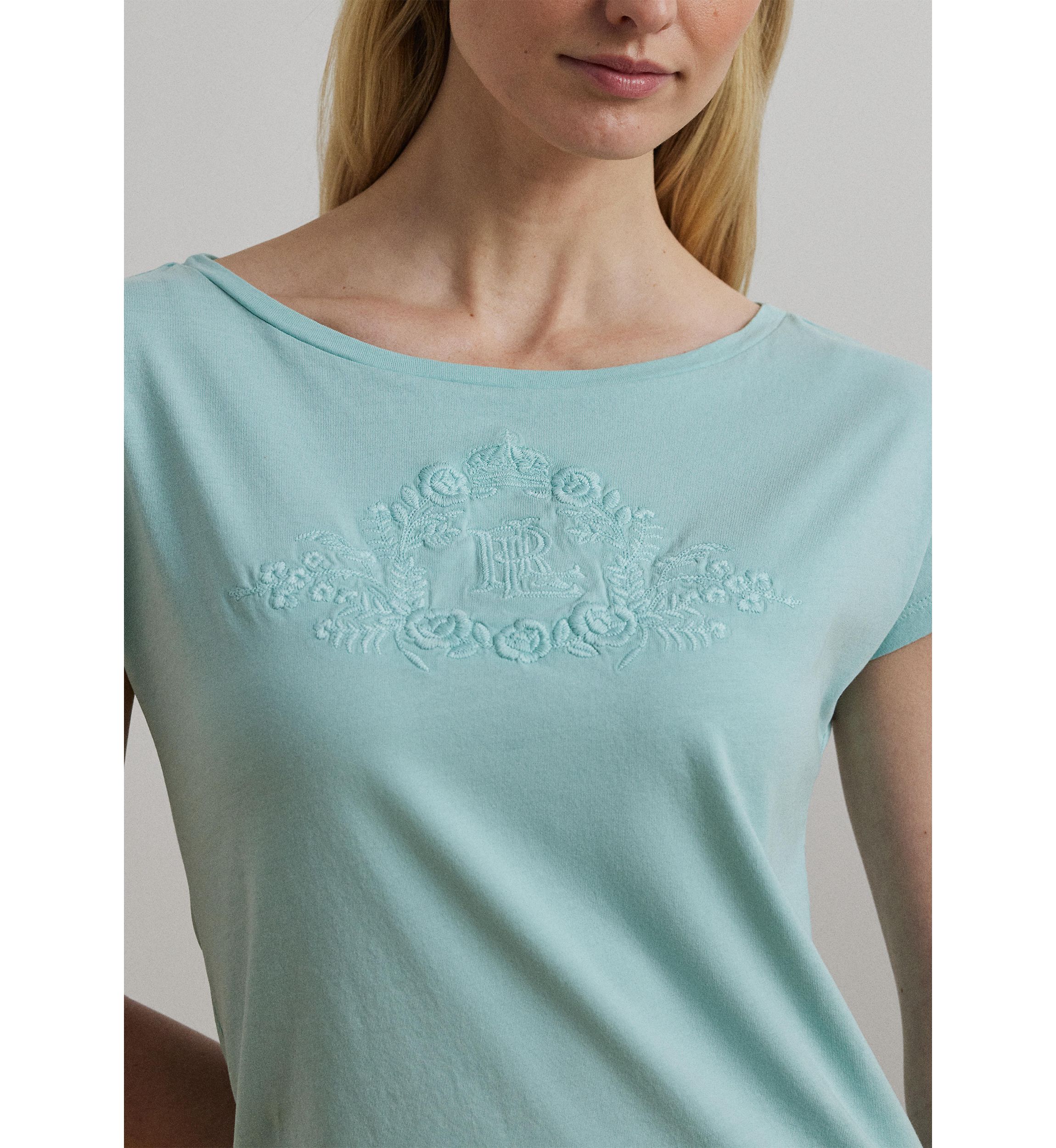 Beaded Logo Cotton Jersey T-Shirt