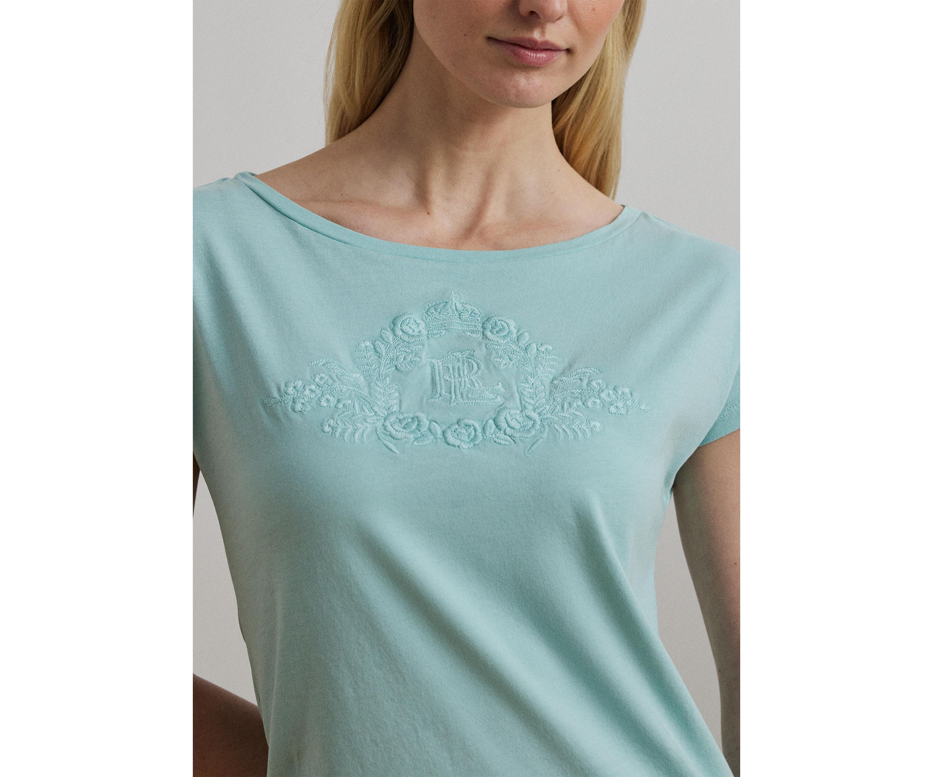 Beaded Logo Cotton Jersey T-Shirt