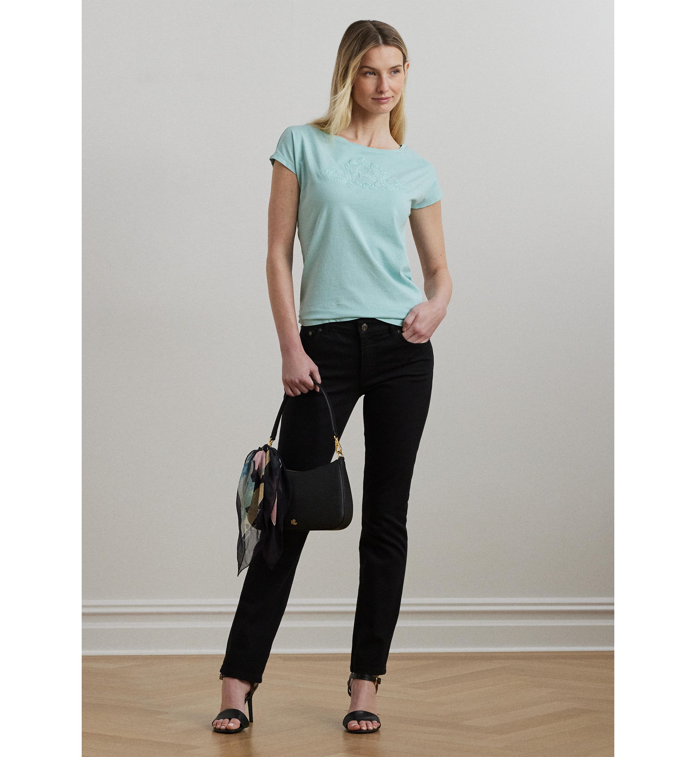 Beaded Logo Cotton Jersey T-Shirt