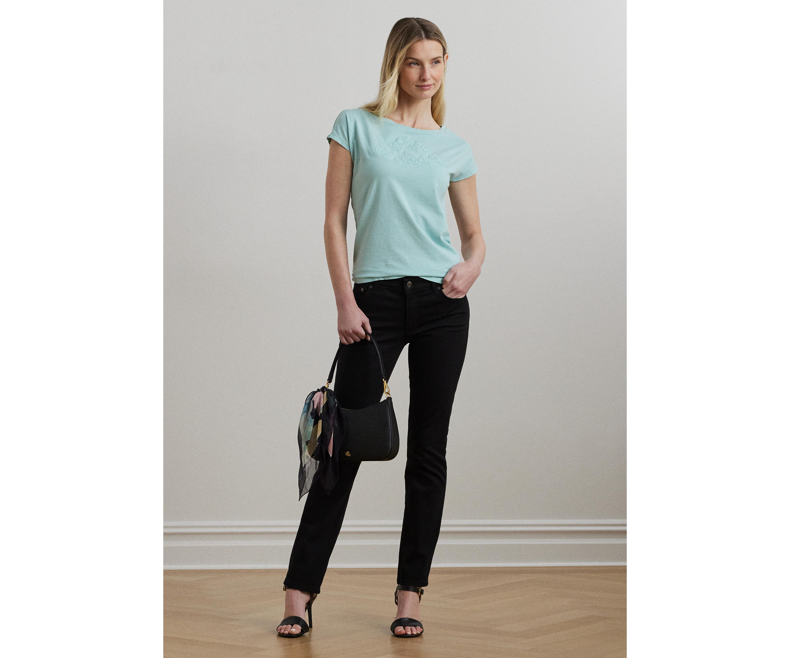 Beaded Logo Cotton Jersey T-Shirt