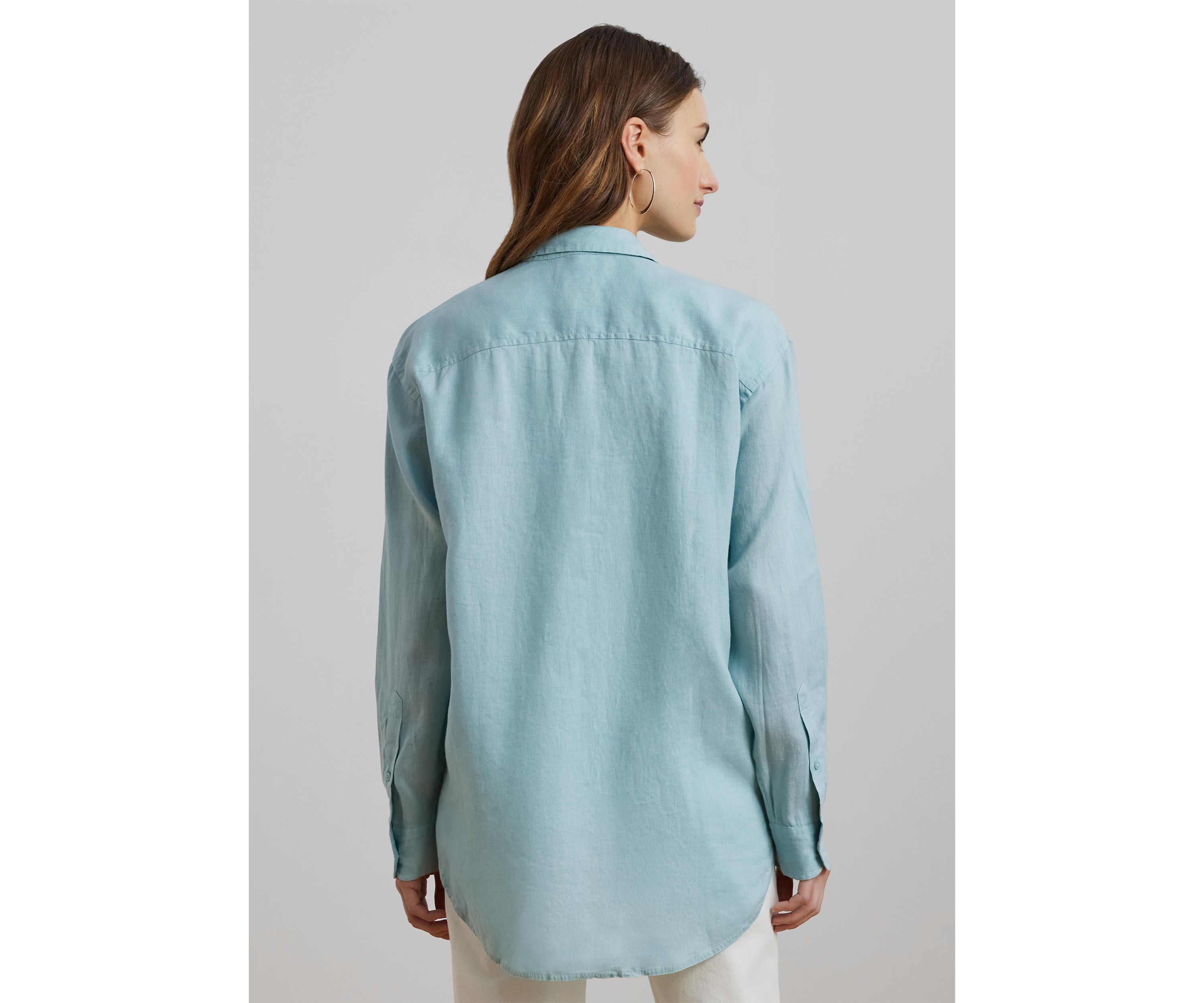 Oversize Floral Logo Linen Shirt
