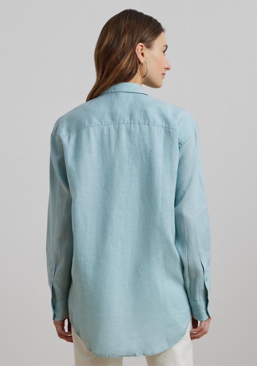 Oversize Floral Logo Linen Shirt