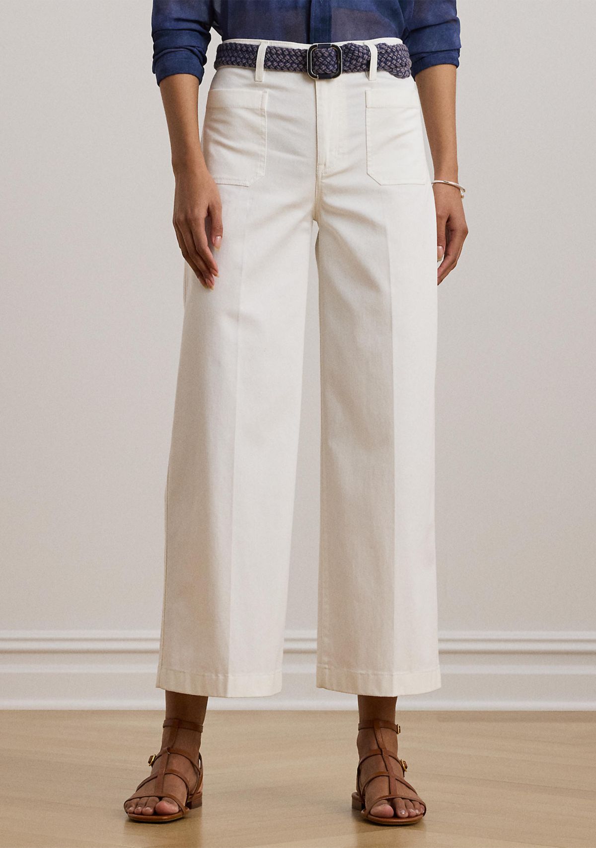 Stretch Chino Wide Leg Cropped Pants