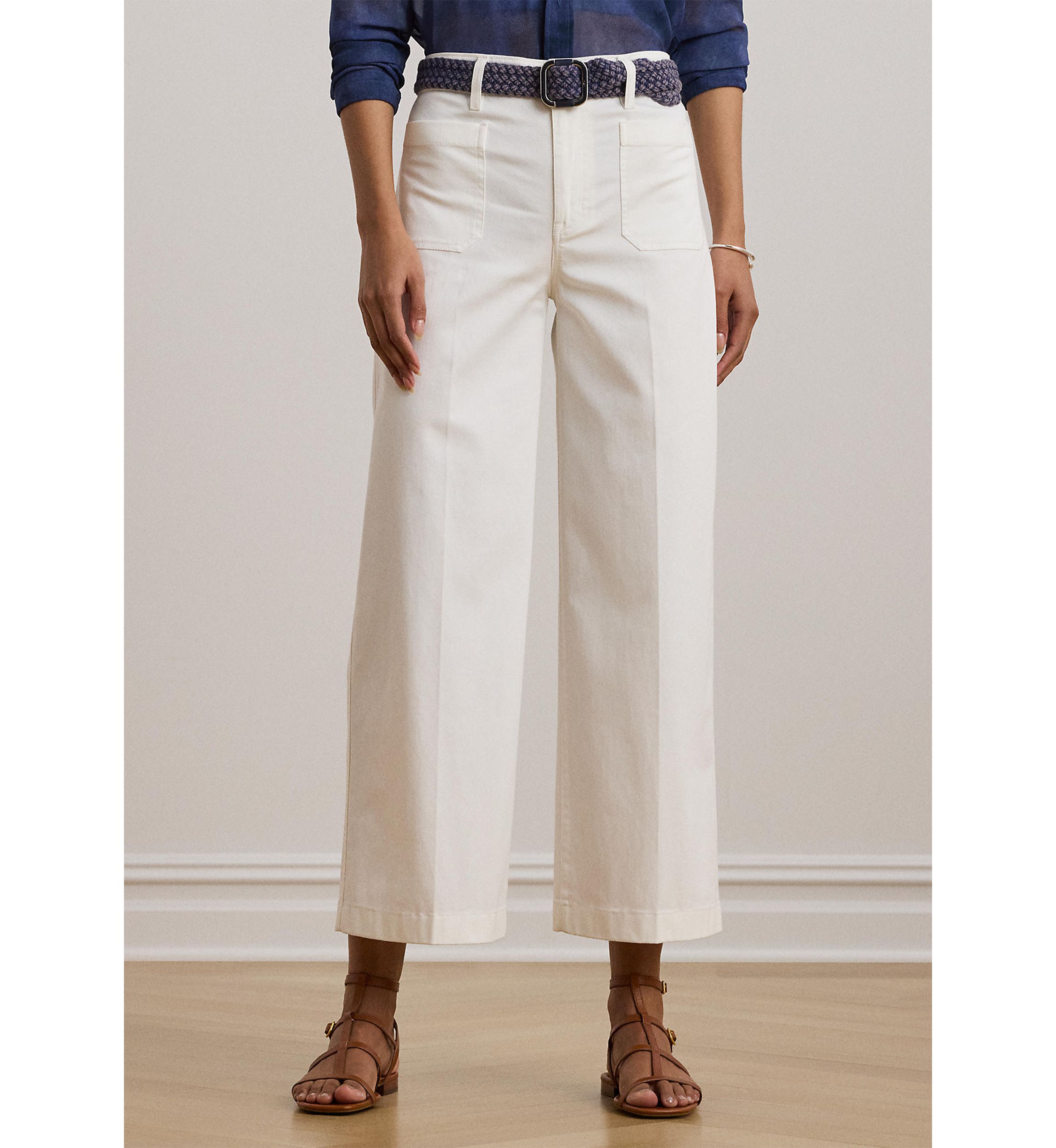 Stretch Chino Wide Leg Cropped Pants