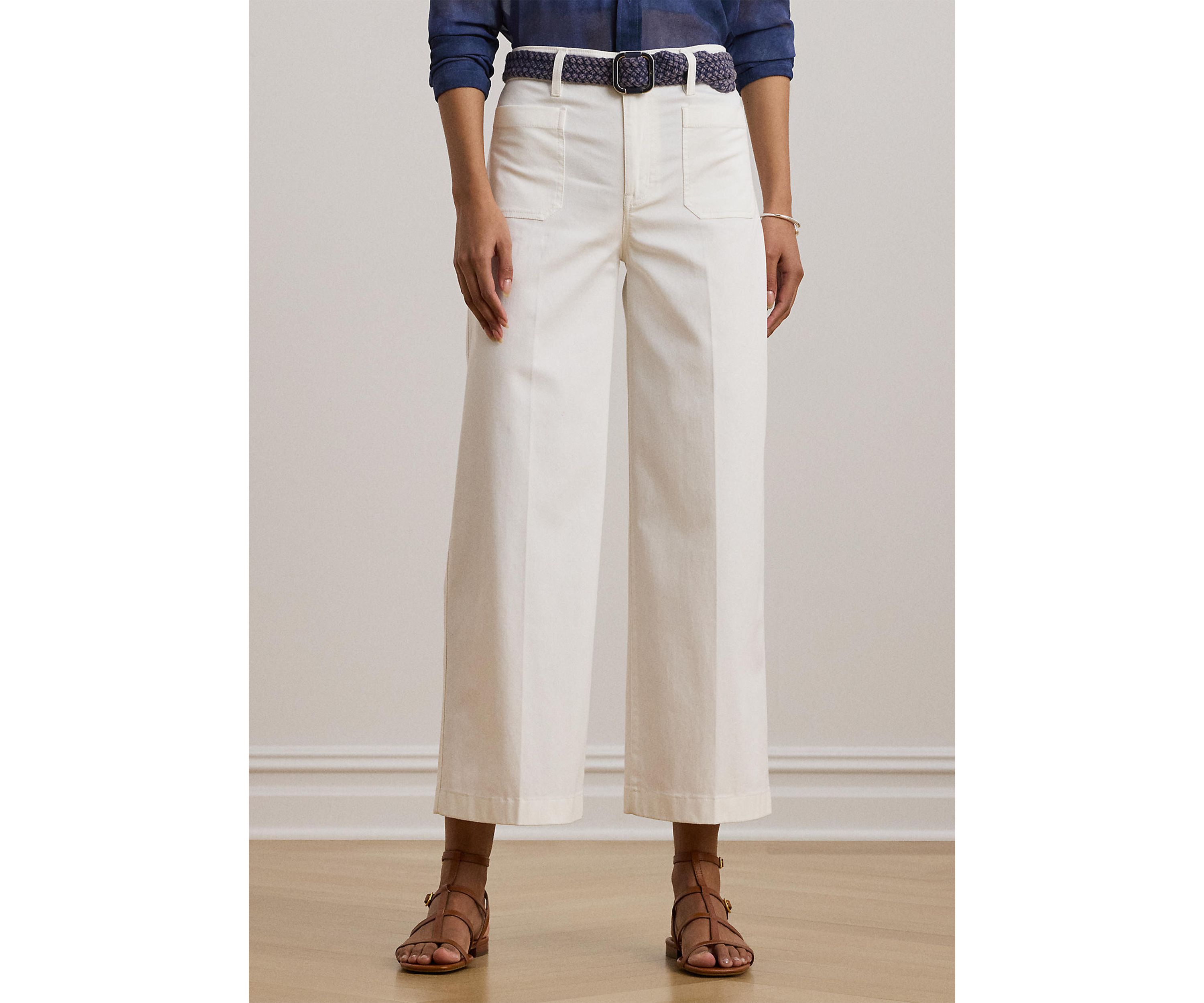 Stretch Chino Wide Leg Cropped Pants
