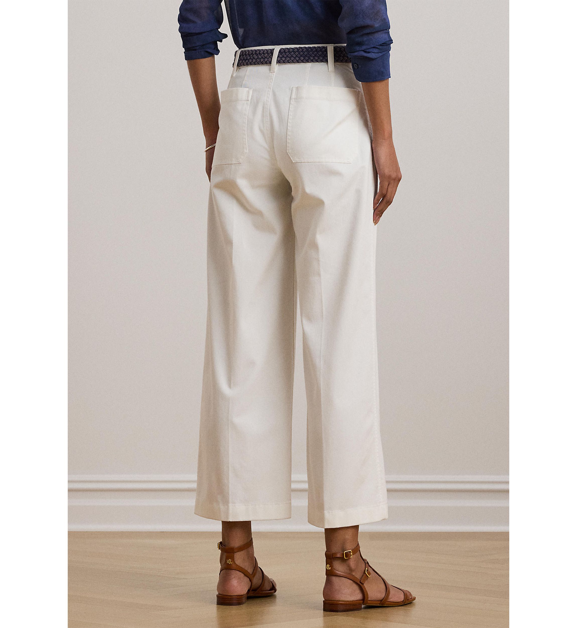 Stretch Chino Wide Leg Cropped Pants