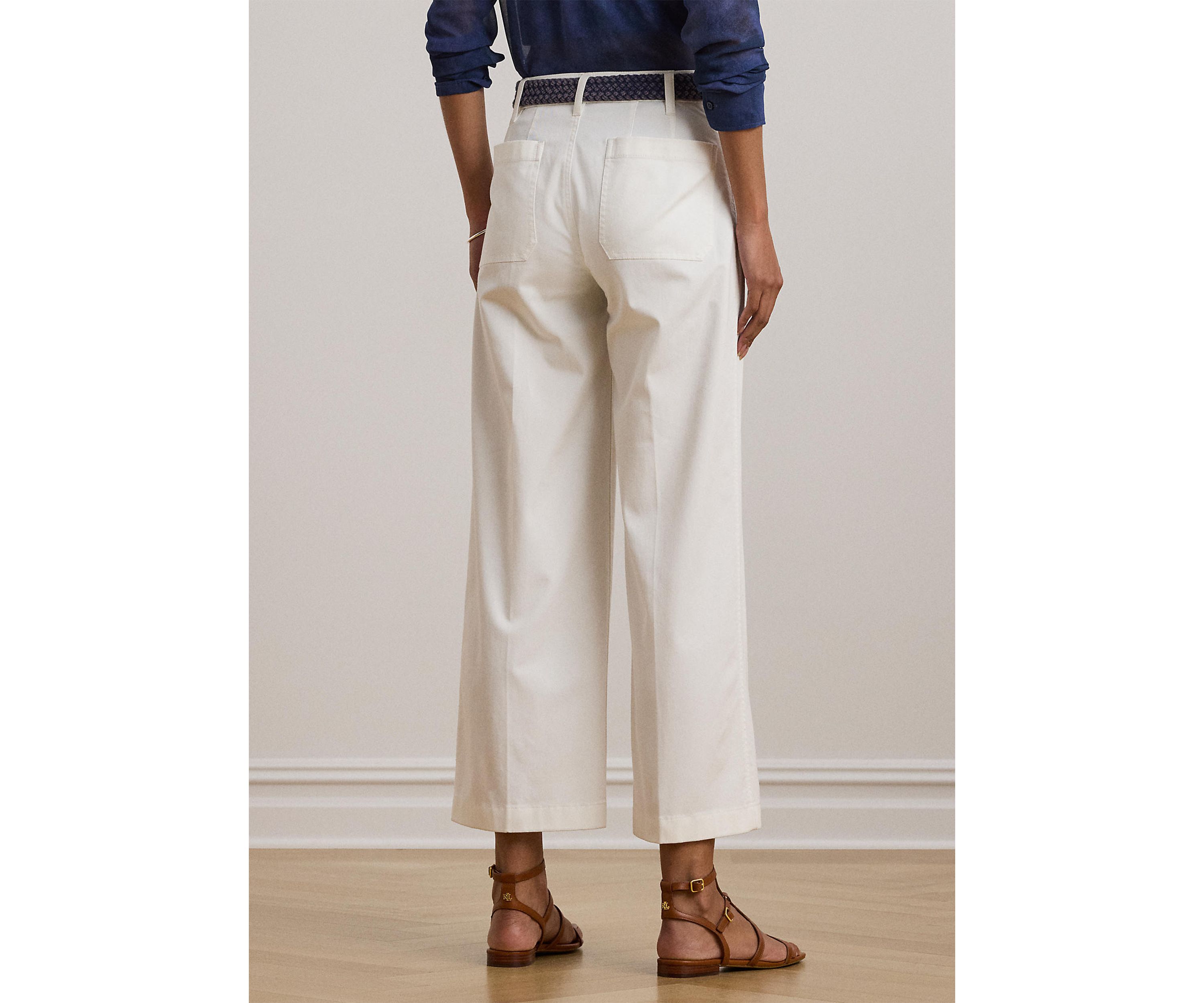 Stretch Chino Wide Leg Cropped Pants