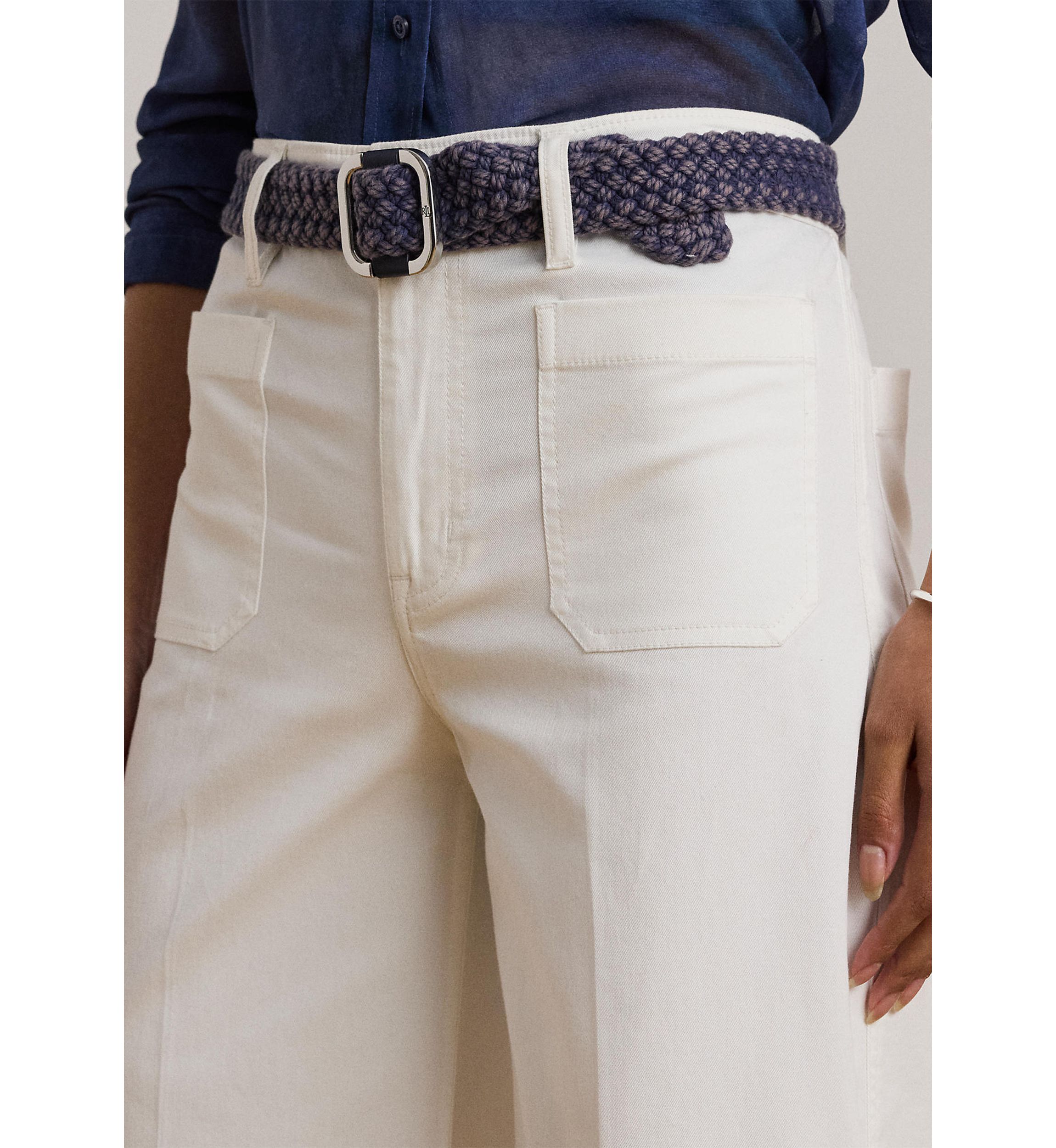 Stretch Chino Wide Leg Cropped Pants