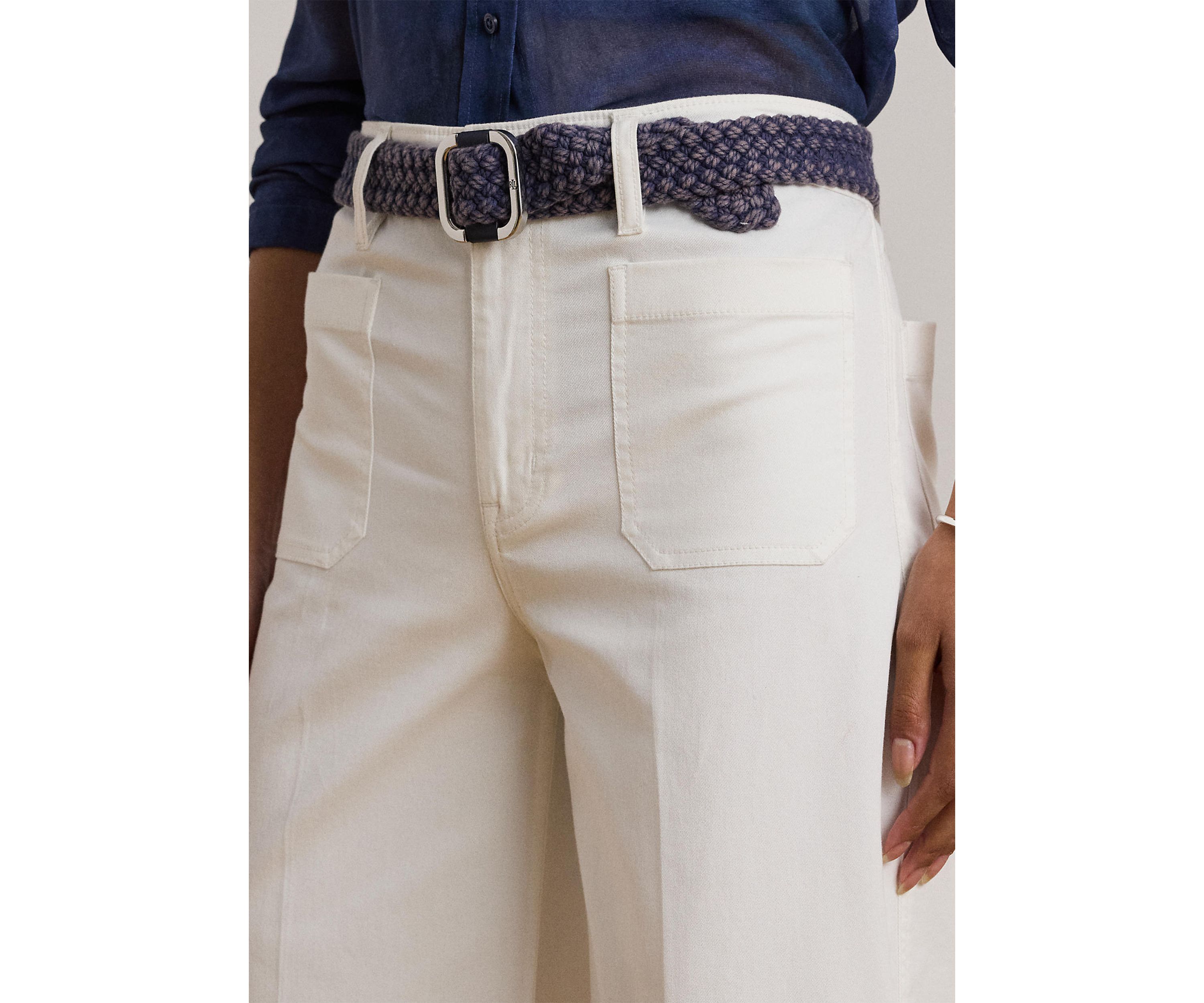 Stretch Chino Wide Leg Cropped Pants