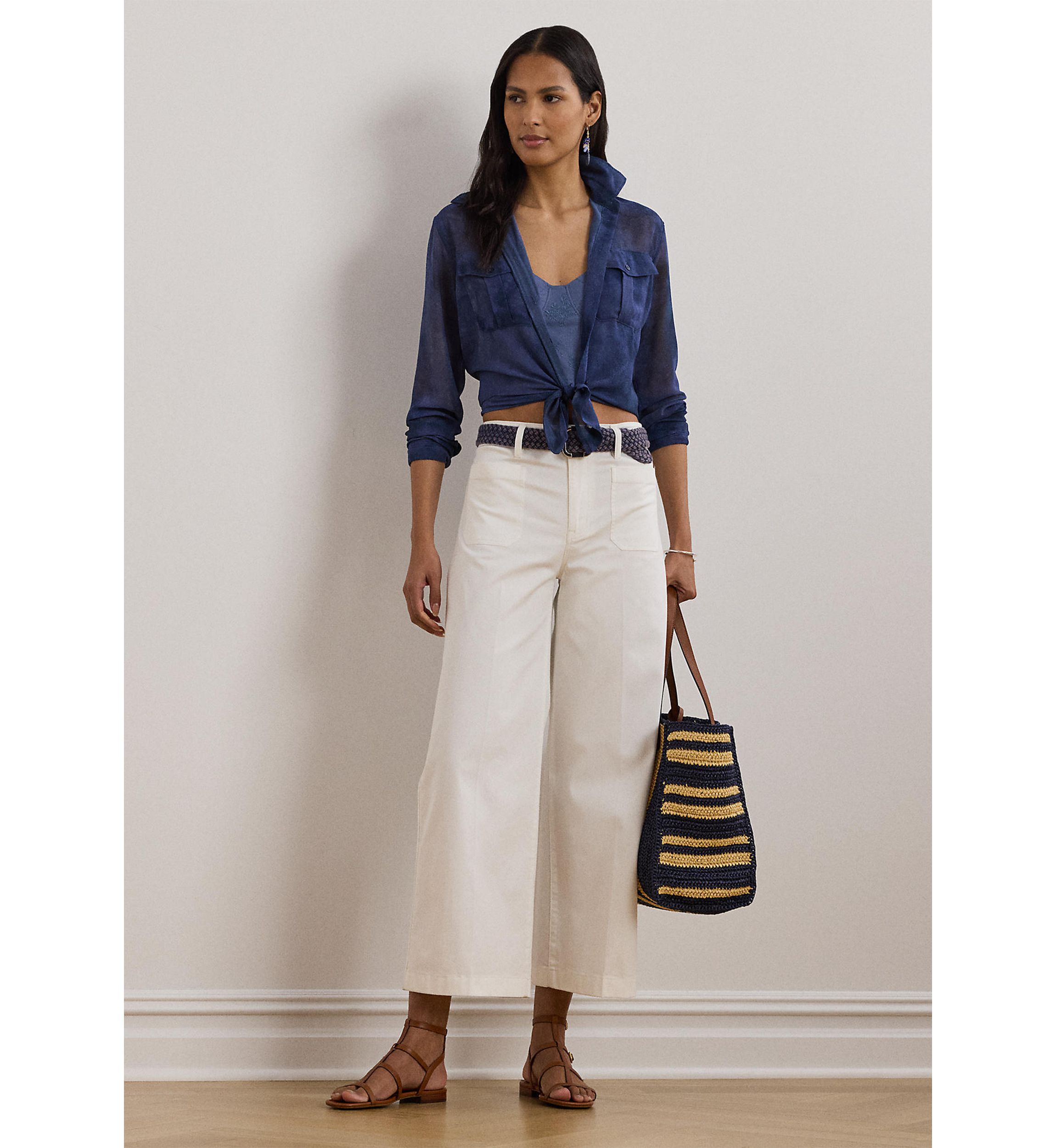 Stretch Chino Wide Leg Cropped Pants
