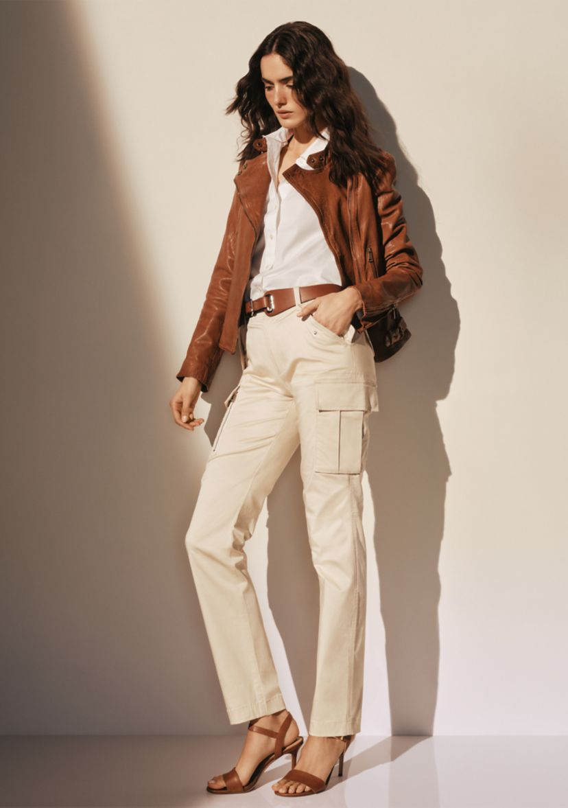Stretch Chino Wide Leg Cropped Pants