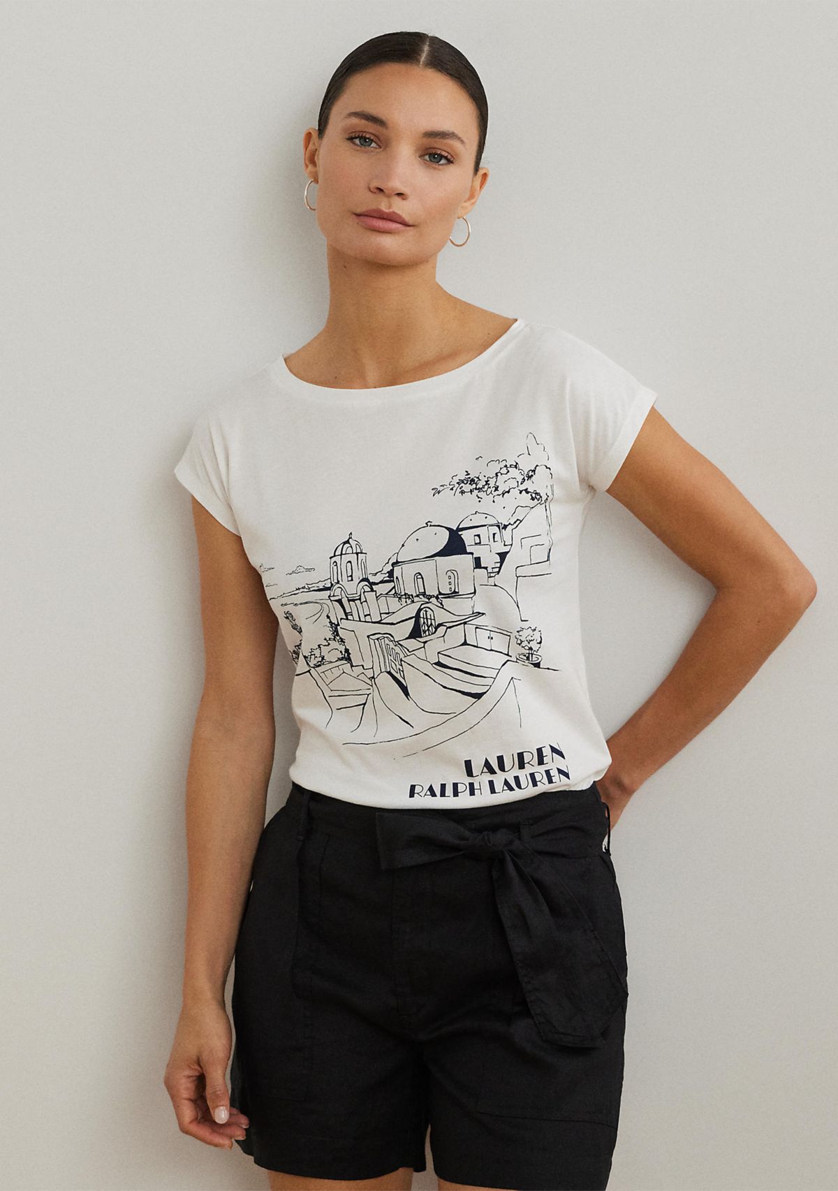 Petite Cotton Blend Jersey Graphic T-Shirt